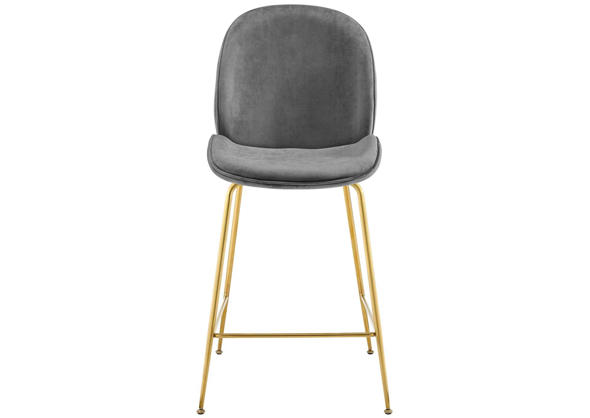 Gray Scoop Gold Stainless Steel Leg Performance Velvet Counter Stool,Modway