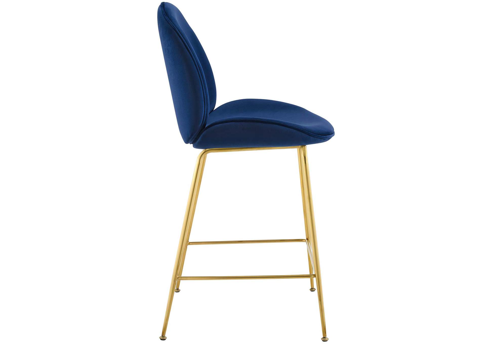 Navy Scoop Gold Stainless Steel Leg Performance Velvet Counter Stool,Modway