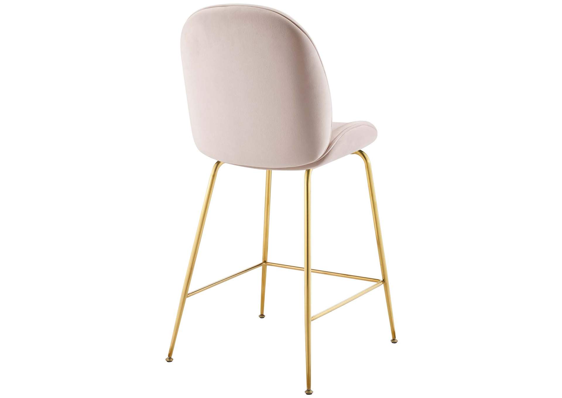 Pink Scoop Gold Stainless Steel Leg Performance Velvet Counter Stool,Modway