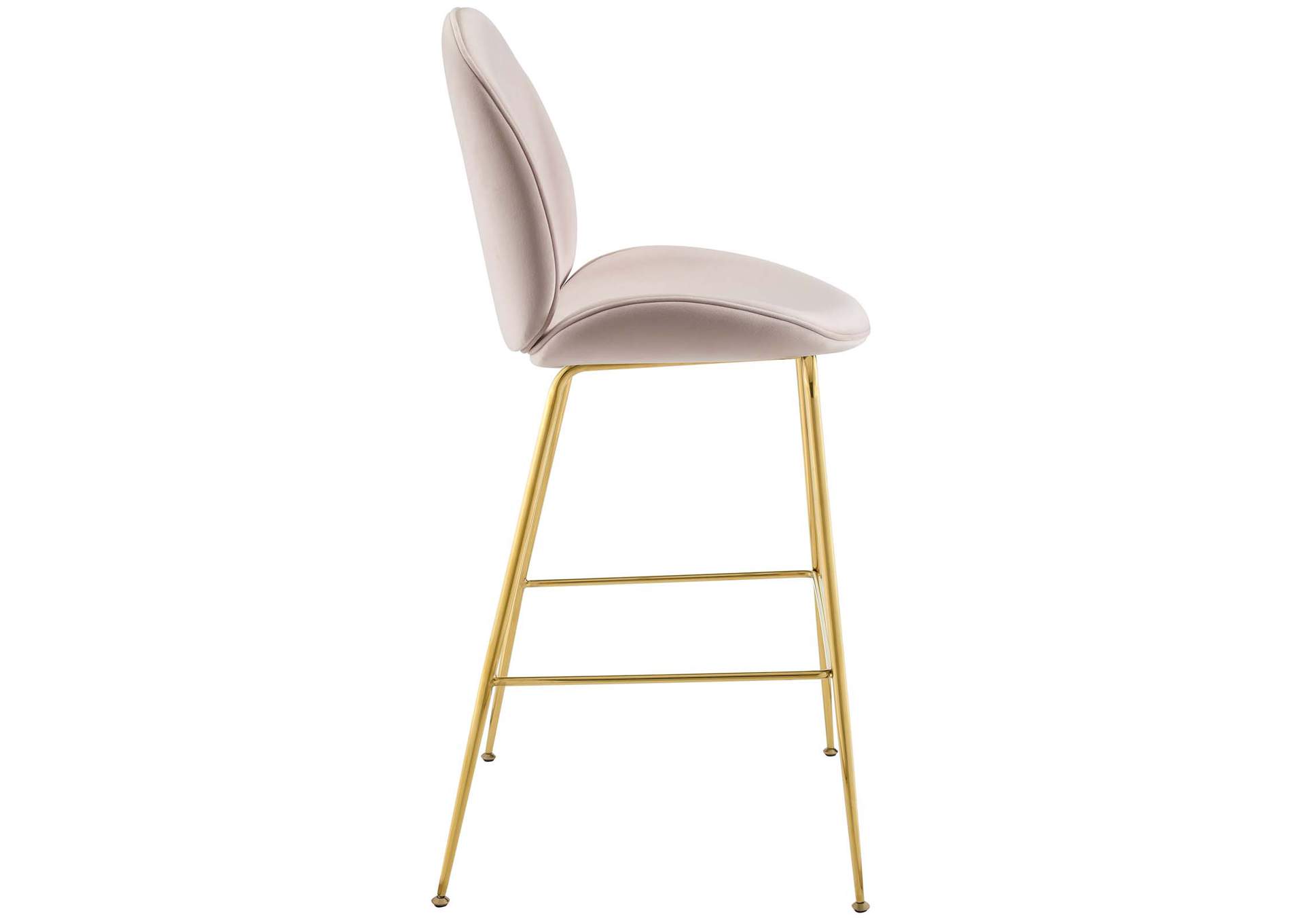 Pink Scoop Gold Stainless Steel Leg Performance Velvet Bar Stool,Modway