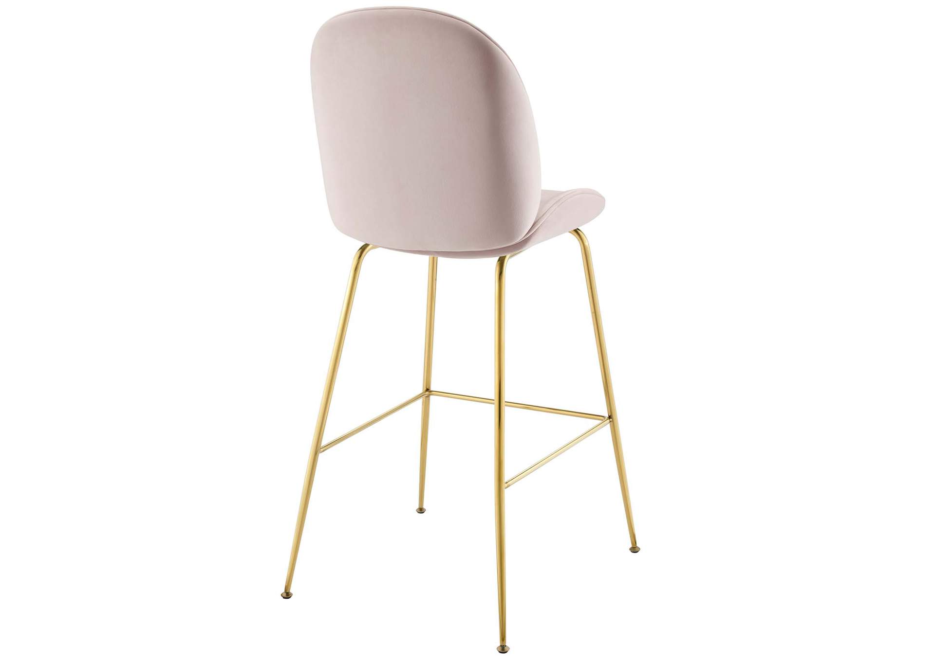 Pink Scoop Gold Stainless Steel Leg Performance Velvet Bar Stool,Modway