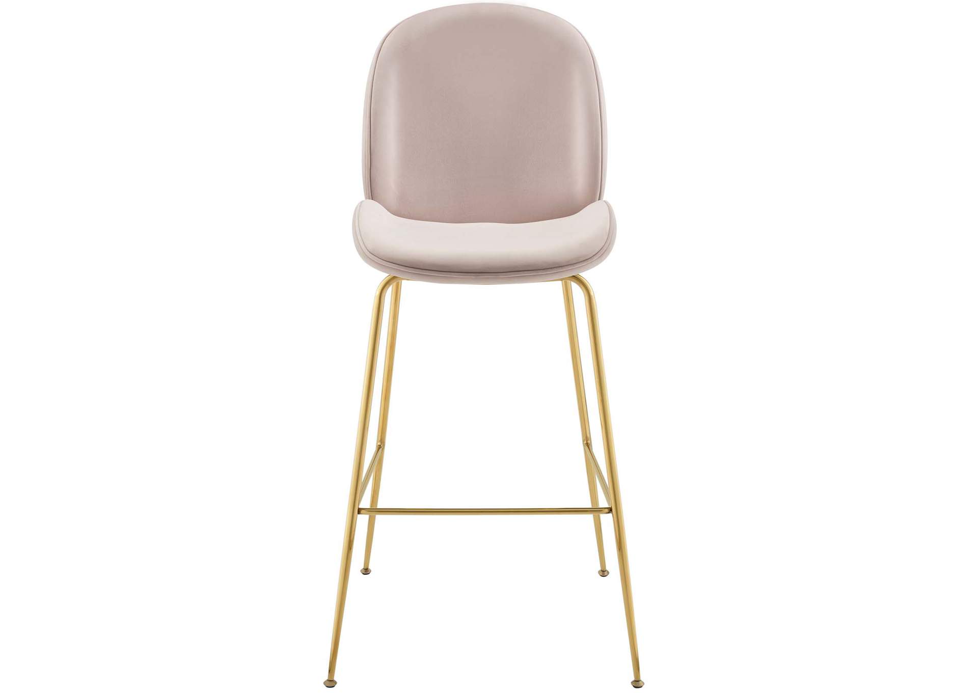 Pink Scoop Gold Stainless Steel Leg Performance Velvet Bar Stool,Modway
