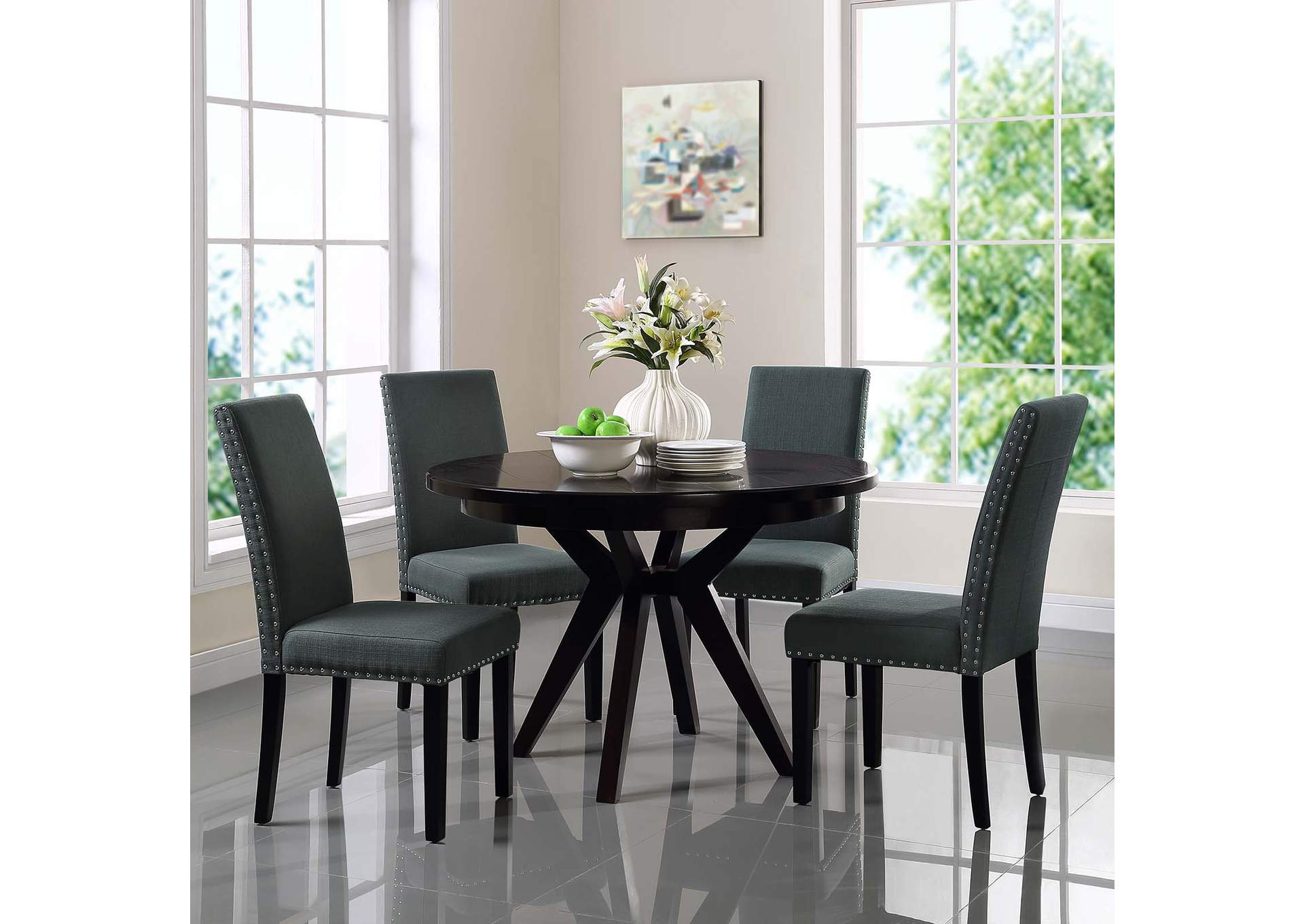 Gray Parcel Dining Side Chair Fabric [Set of 4],Modway