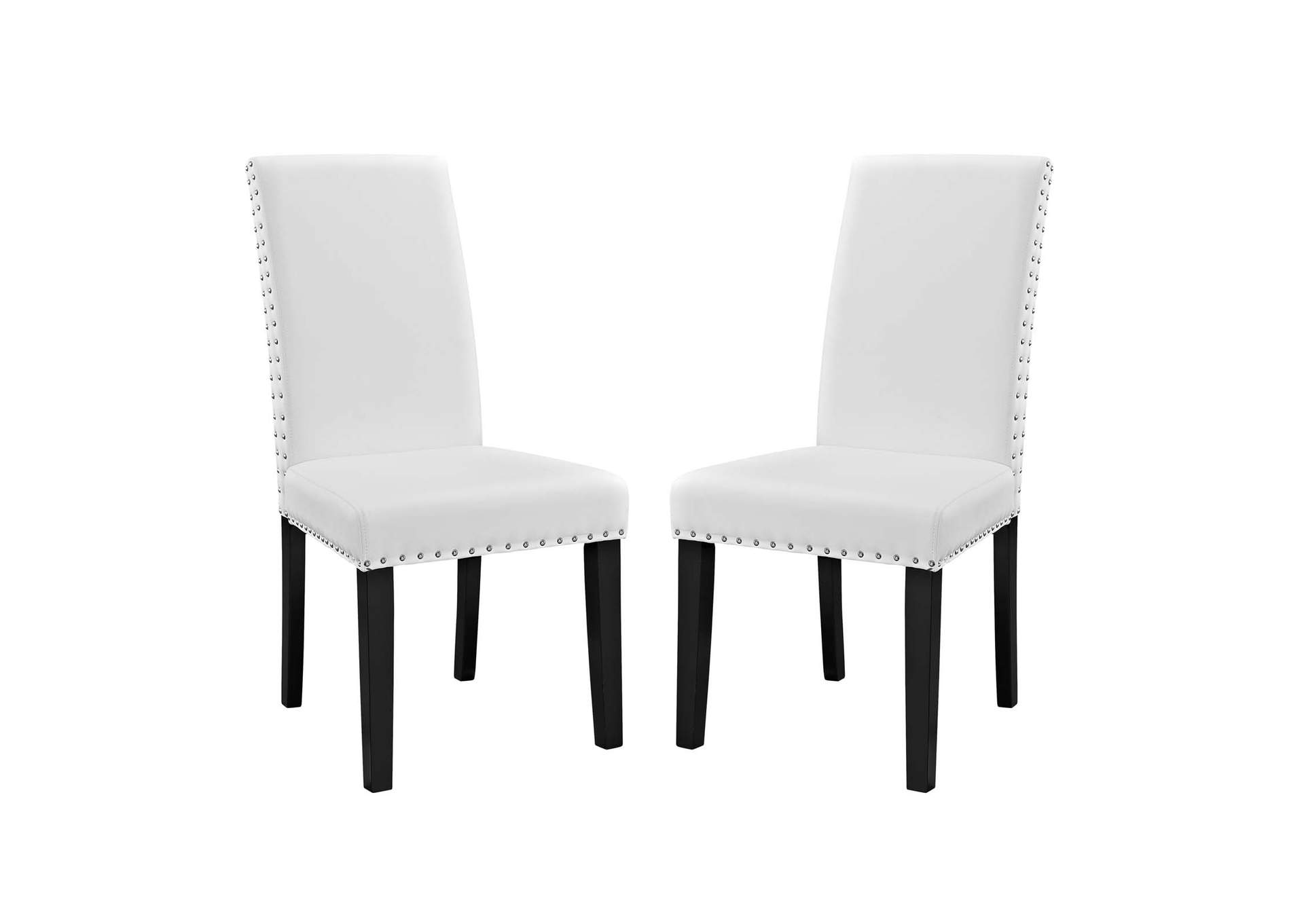 White Parcel Dining Side Chair Vinyl [Set of 2],Modway