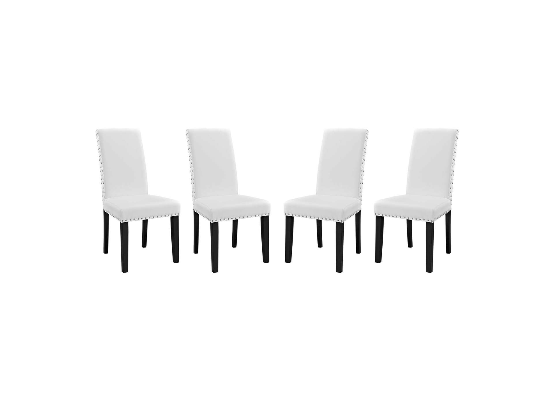 White Parcel Dining Side Chair Vinyl [Set of 4],Modway