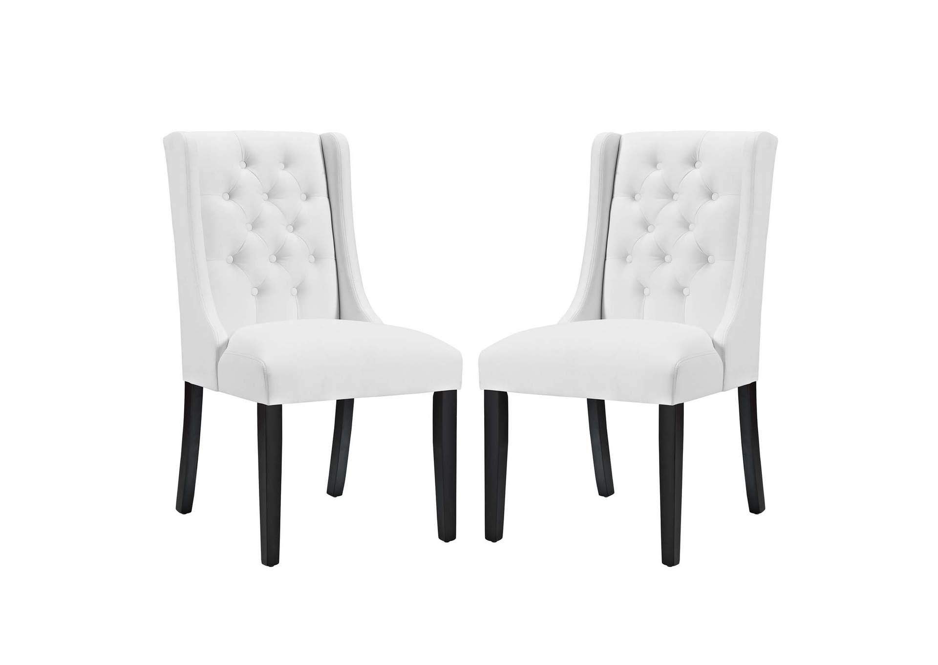 White Baronet Dining Chair Vinyl [Set of 2],Modway