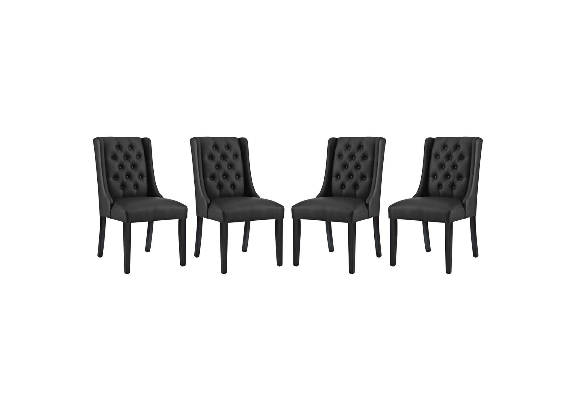 Black Baronet Dining Chair Vinyl [Set of 4],Modway