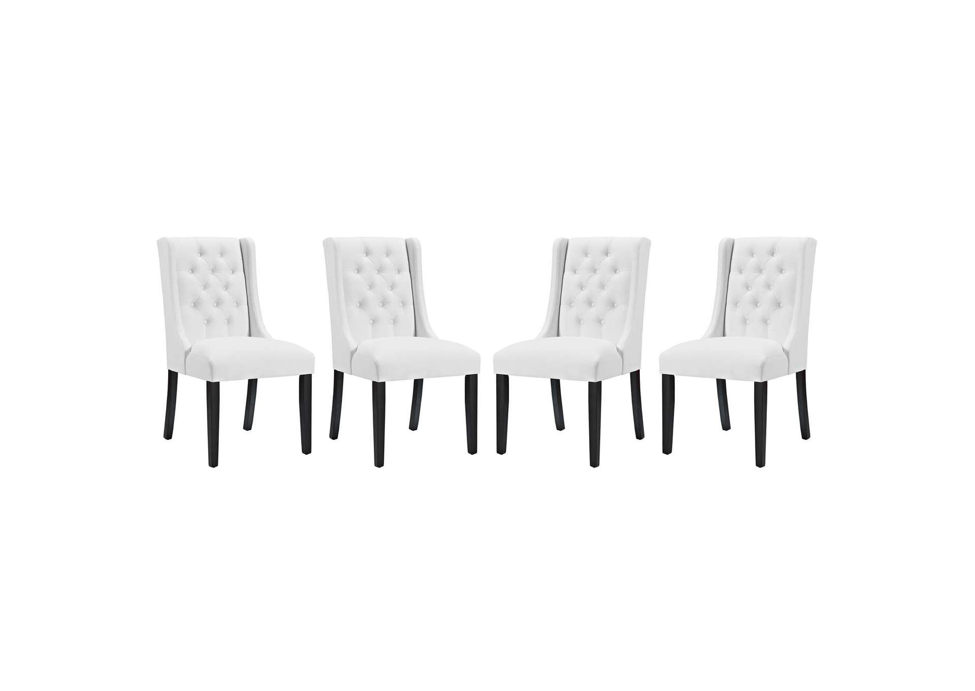 White Baronet Dining Chair Vinyl [Set of 4],Modway
