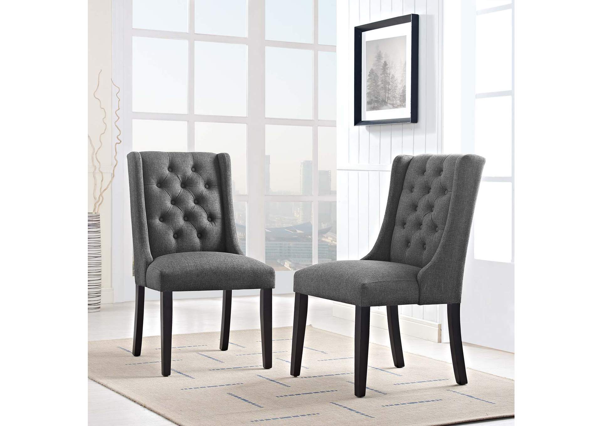 Gray Baronet Dining Chair Fabric [Set of 2],Modway
