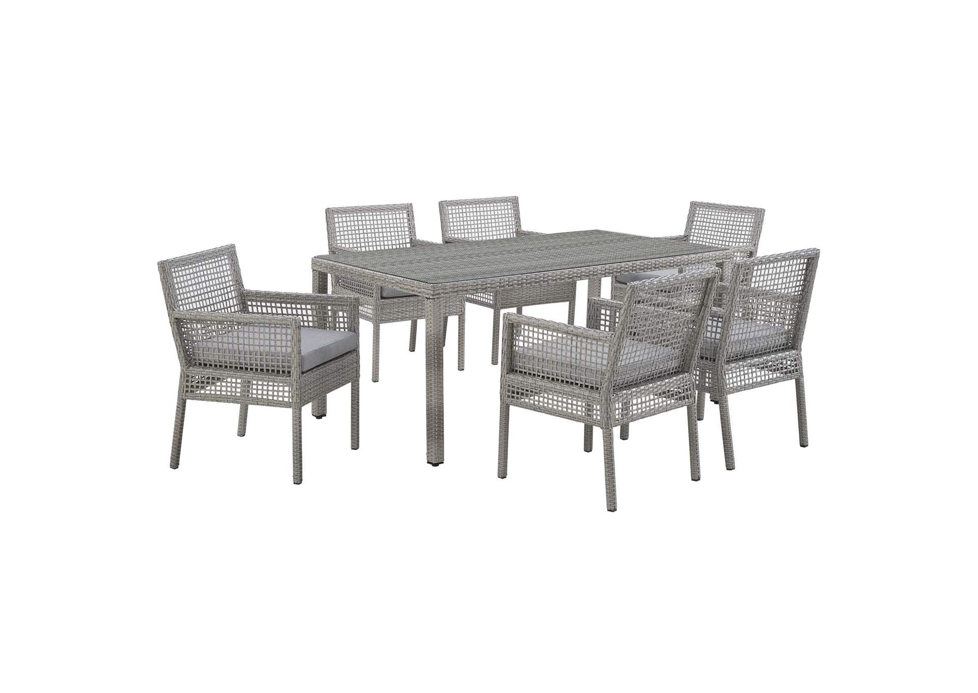 Gray Gray Aura 7 Piece Outdoor Patio Wicker Rattan Set,Modway