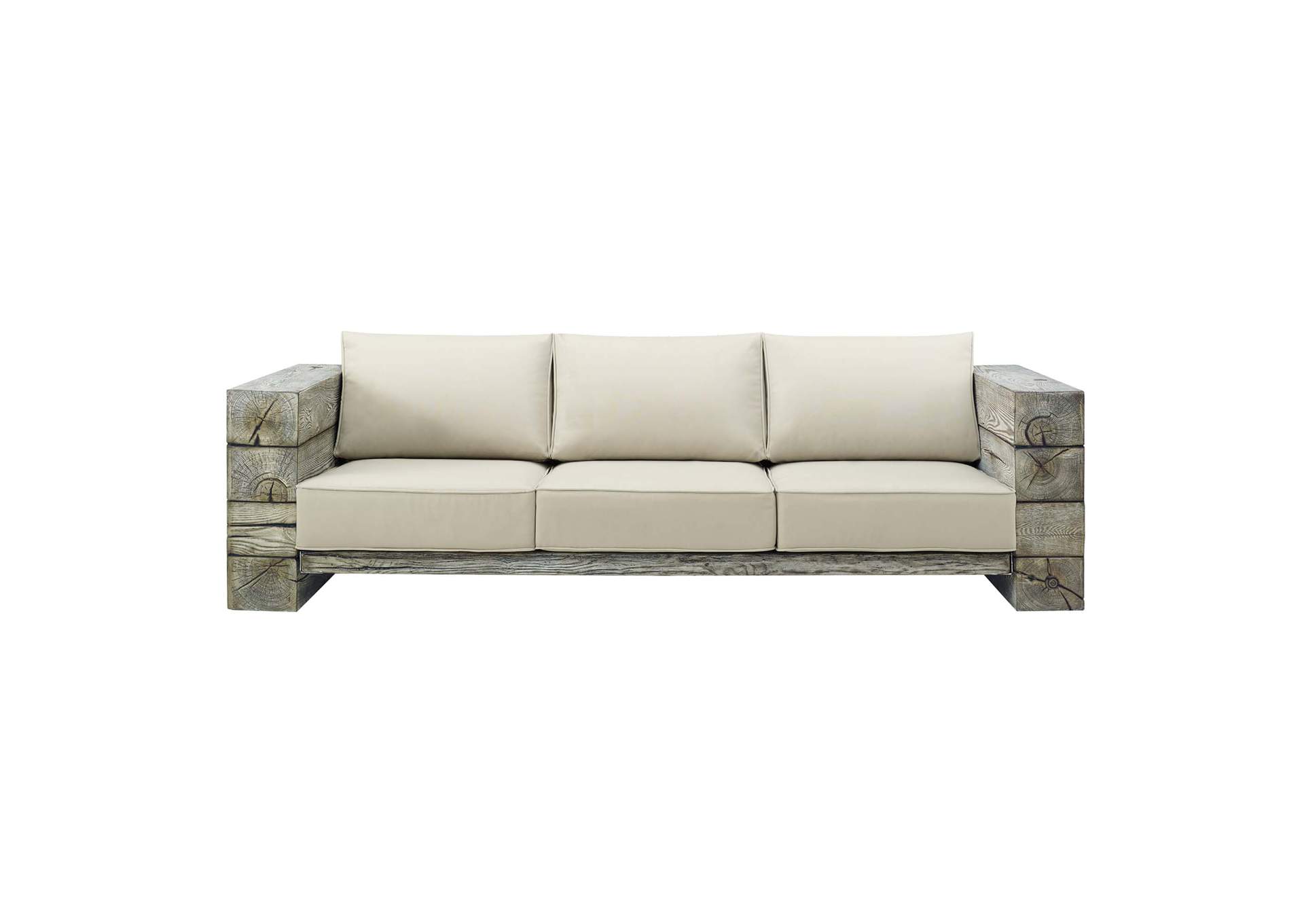 Light Gray Beige Manteo Rustic Coastal Outdoor Patio Sunbrella,Modway