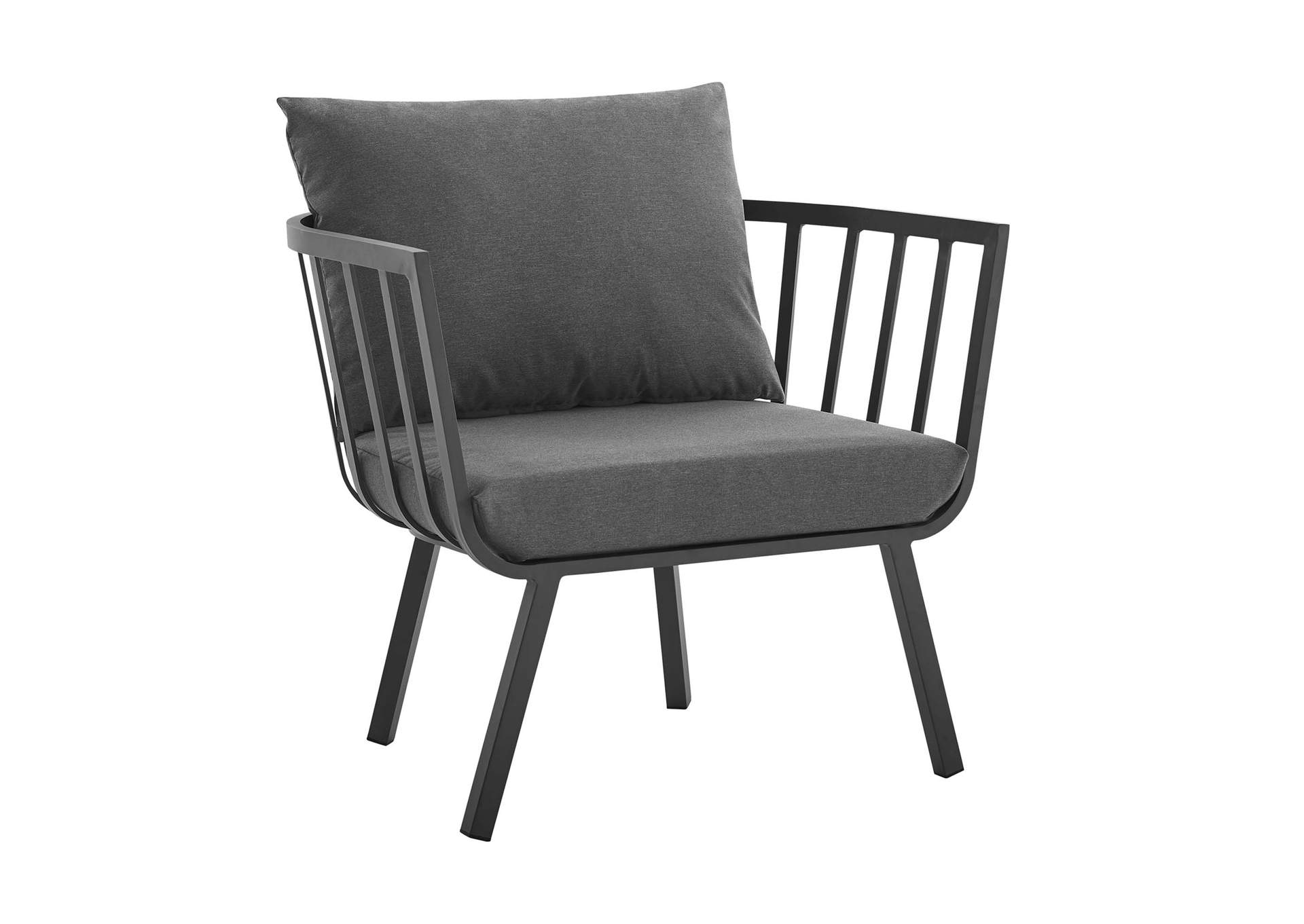 Gray Charcoal Riverside Outdoor Patio Aluminum Armchair,Modway