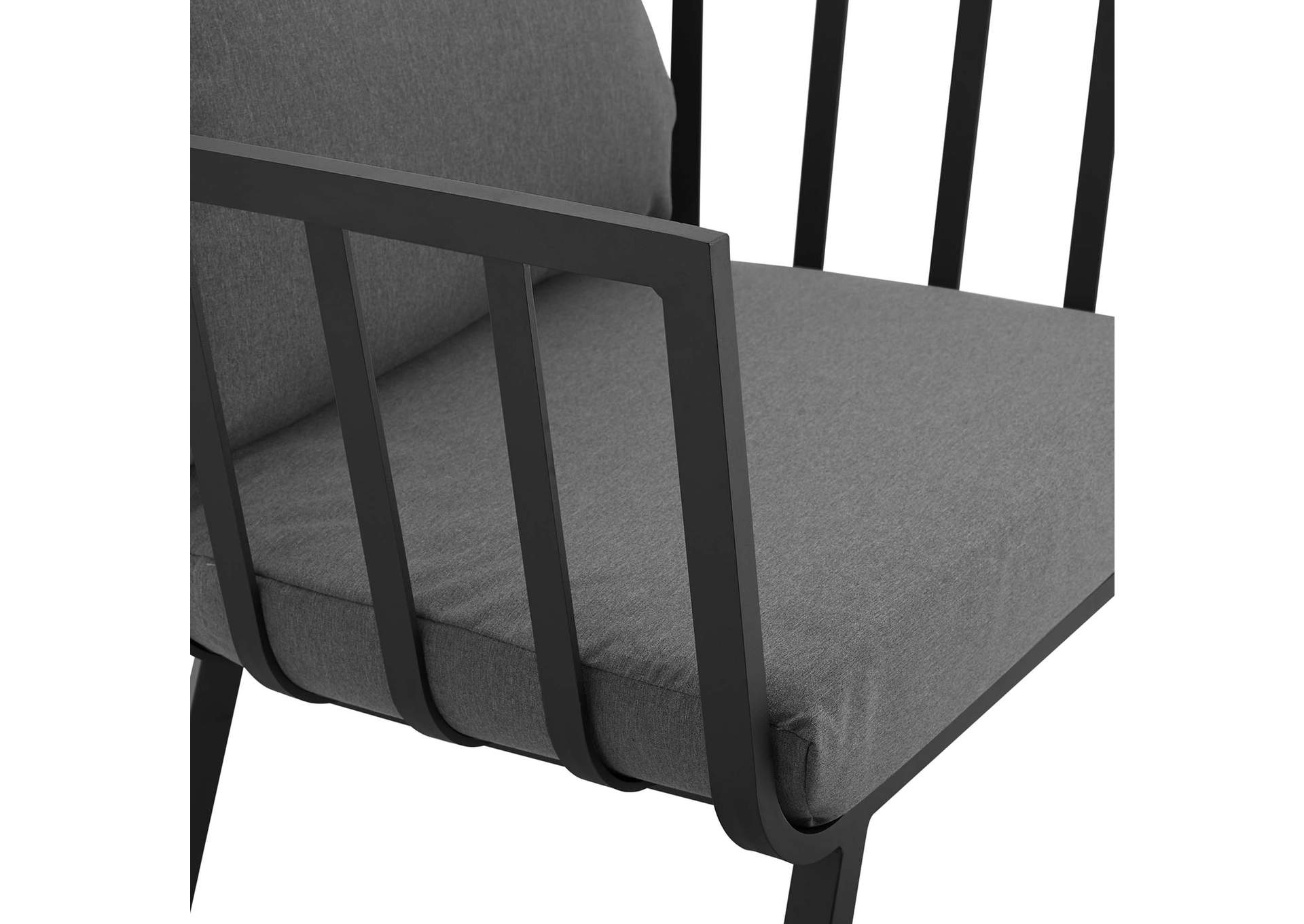 Gray Charcoal Riverside Outdoor Patio Aluminum Armchair,Modway