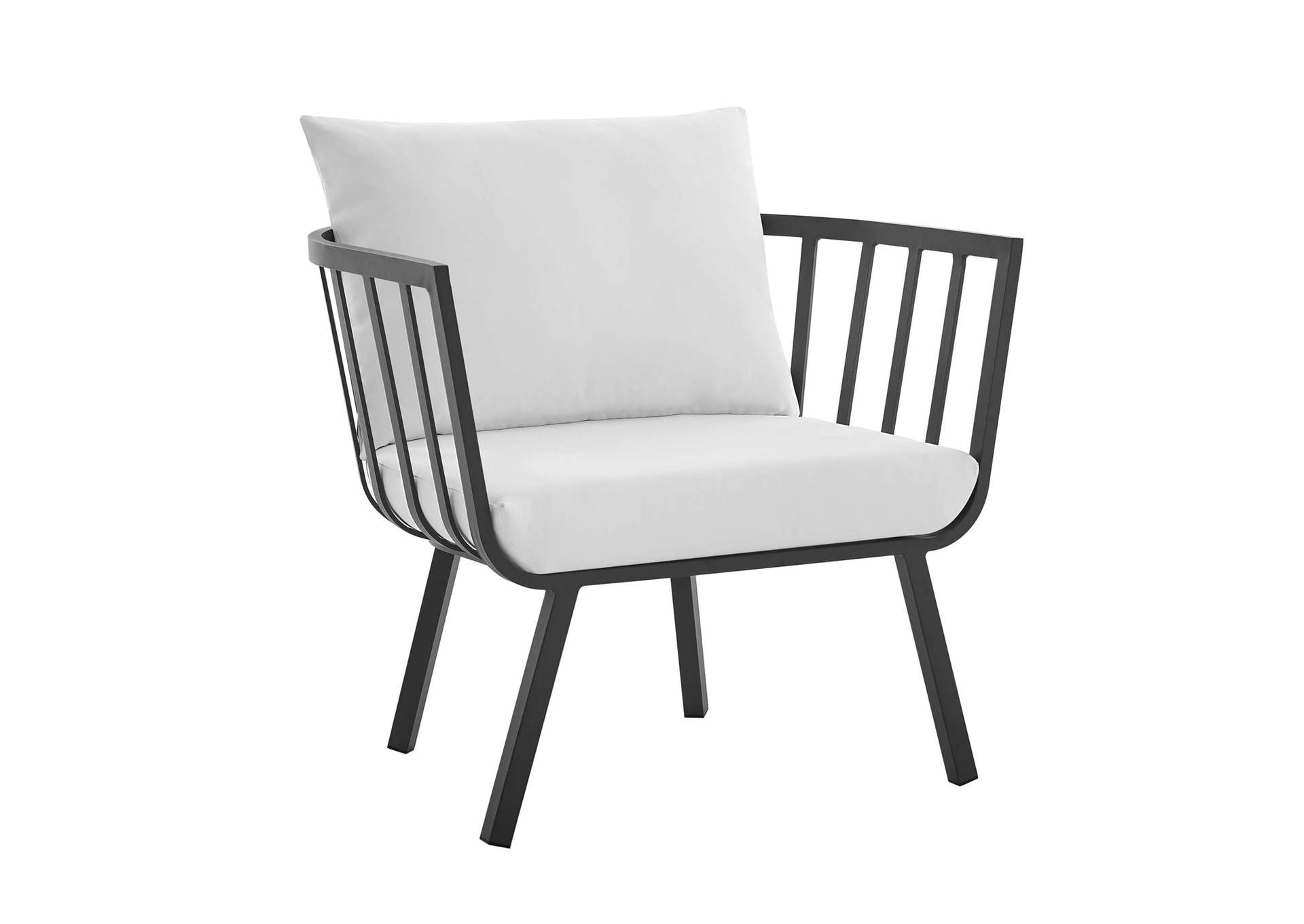 Gray White Riverside Outdoor Patio Aluminum Armchair,Modway