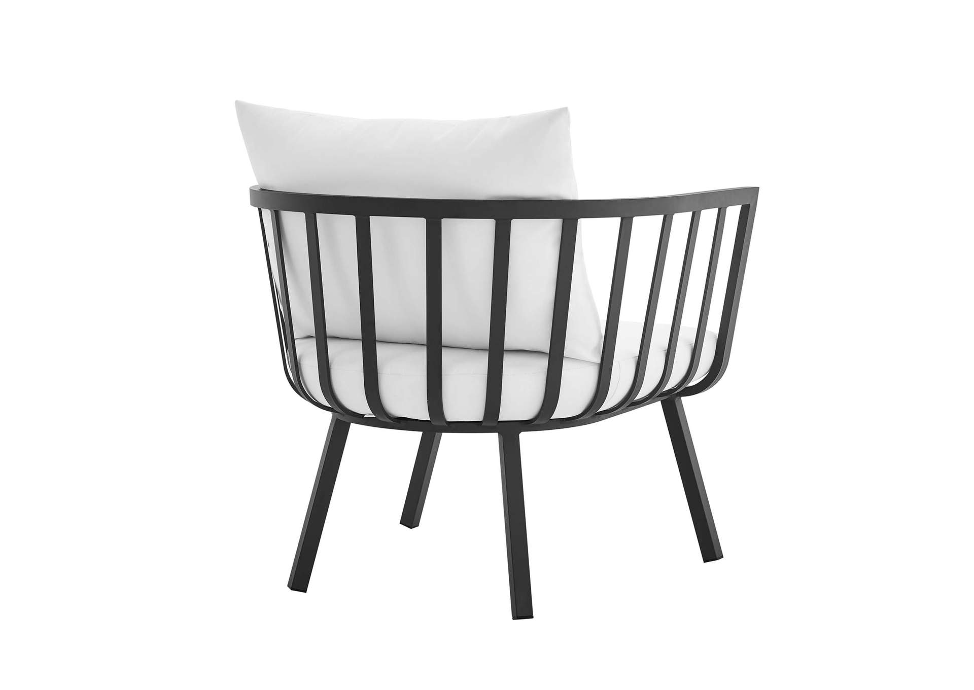 Gray White Riverside Outdoor Patio Aluminum Armchair,Modway