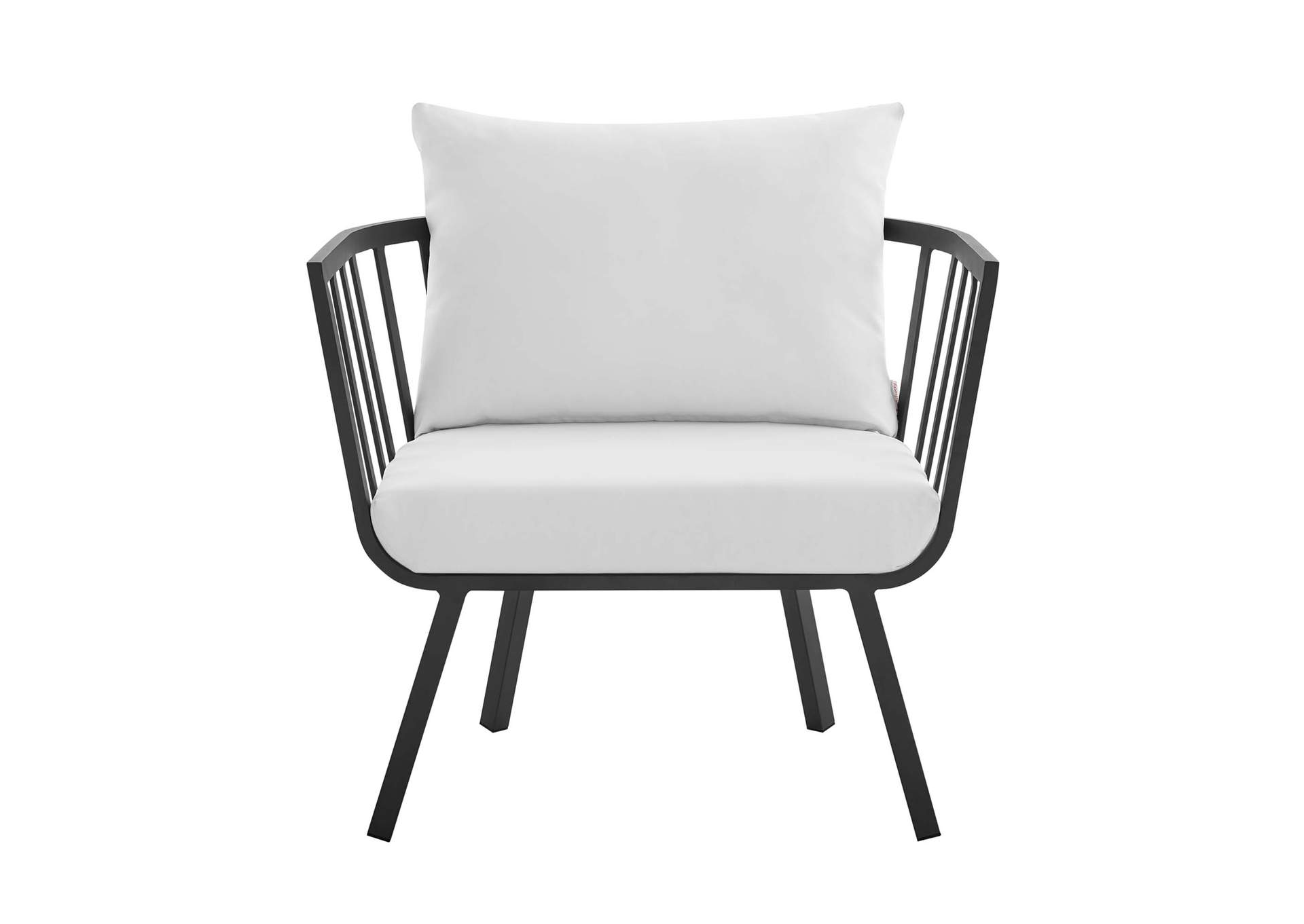 Gray White Riverside Outdoor Patio Aluminum Armchair,Modway