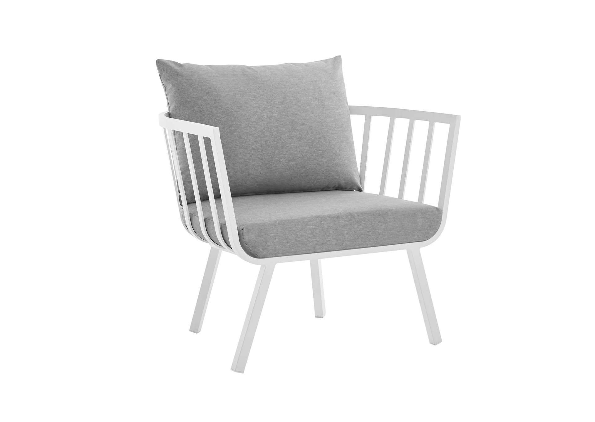 White Gray Riverside Outdoor Patio Aluminum Armchair,Modway