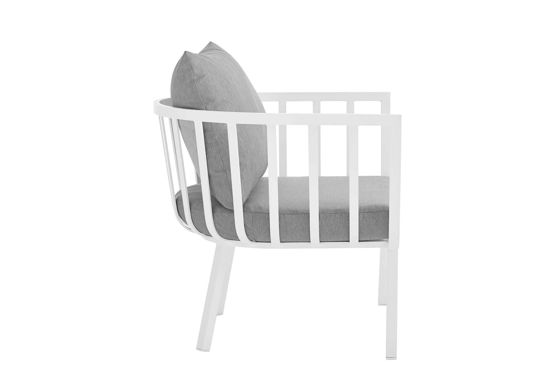 White Gray Riverside Outdoor Patio Aluminum Armchair,Modway