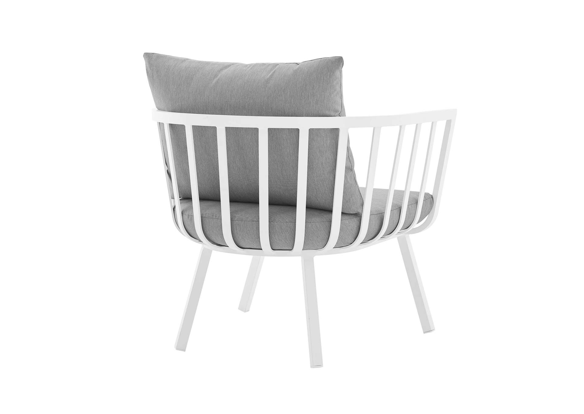 White Gray Riverside Outdoor Patio Aluminum Armchair,Modway