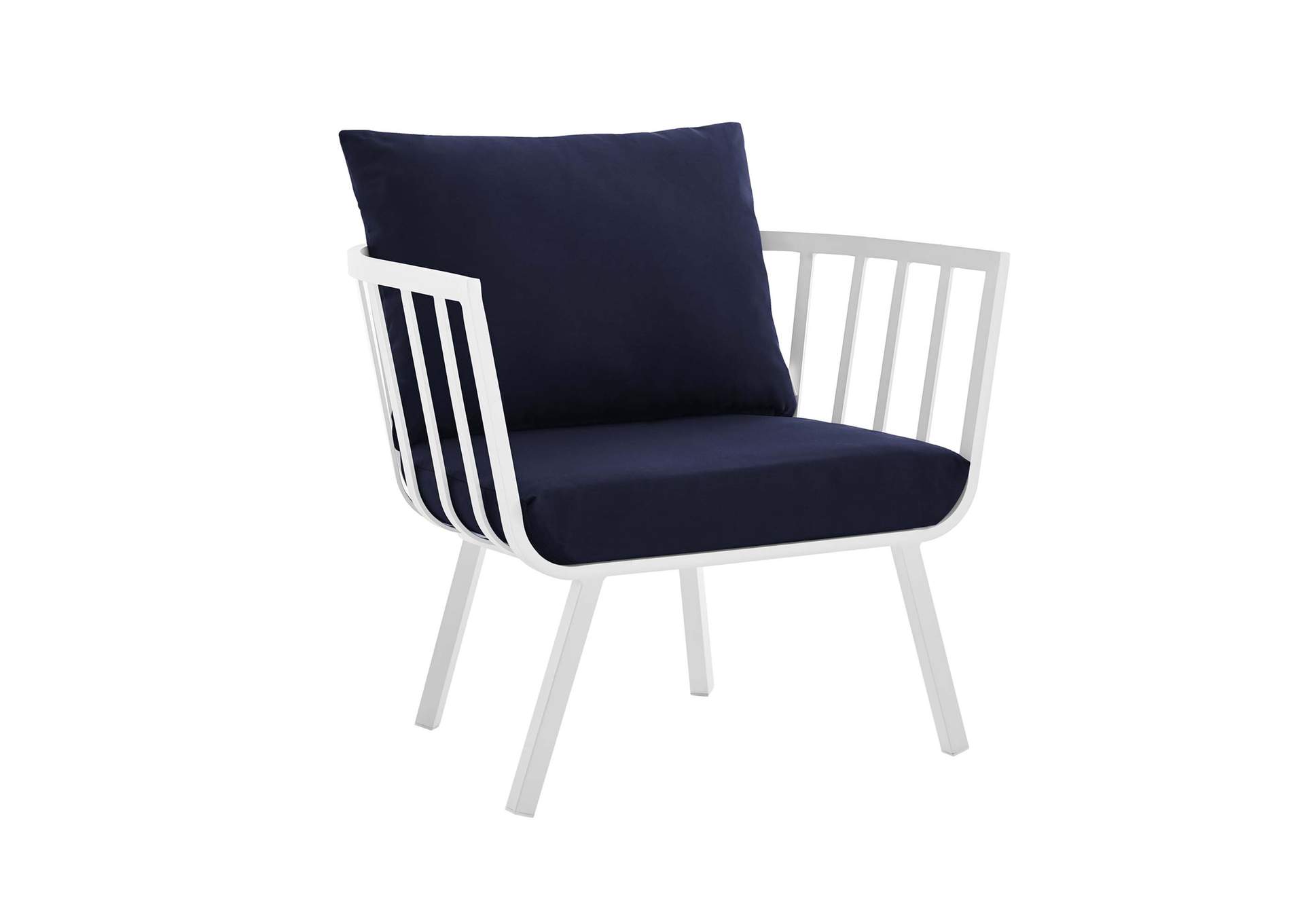 White Navy Riverside Outdoor Patio Aluminum Armchair,Modway