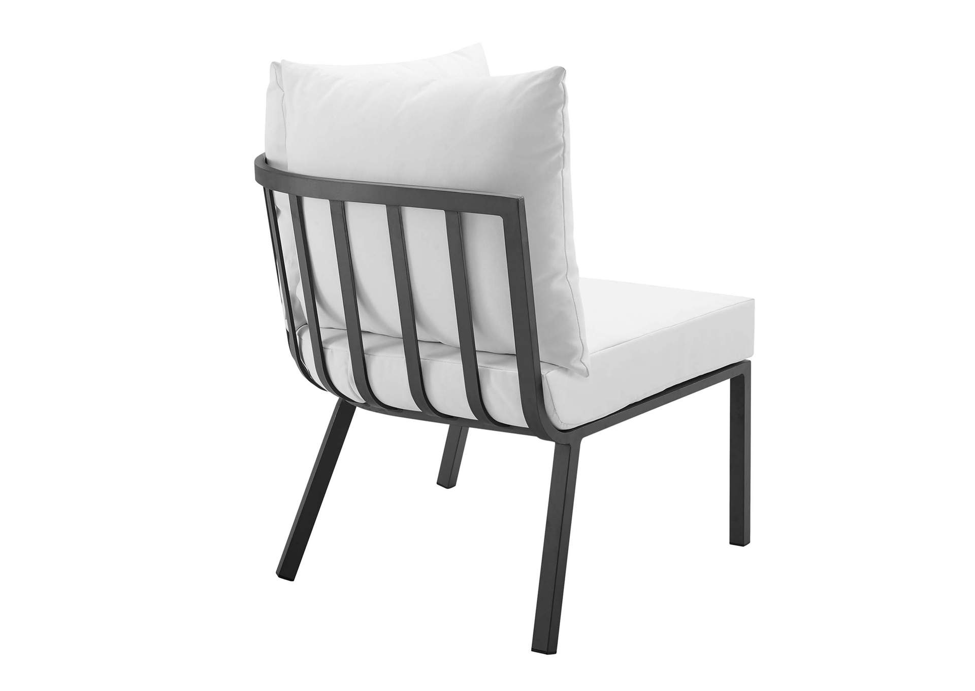 Gray White Riverside Outdoor Patio Aluminum Corner Chair,Modway