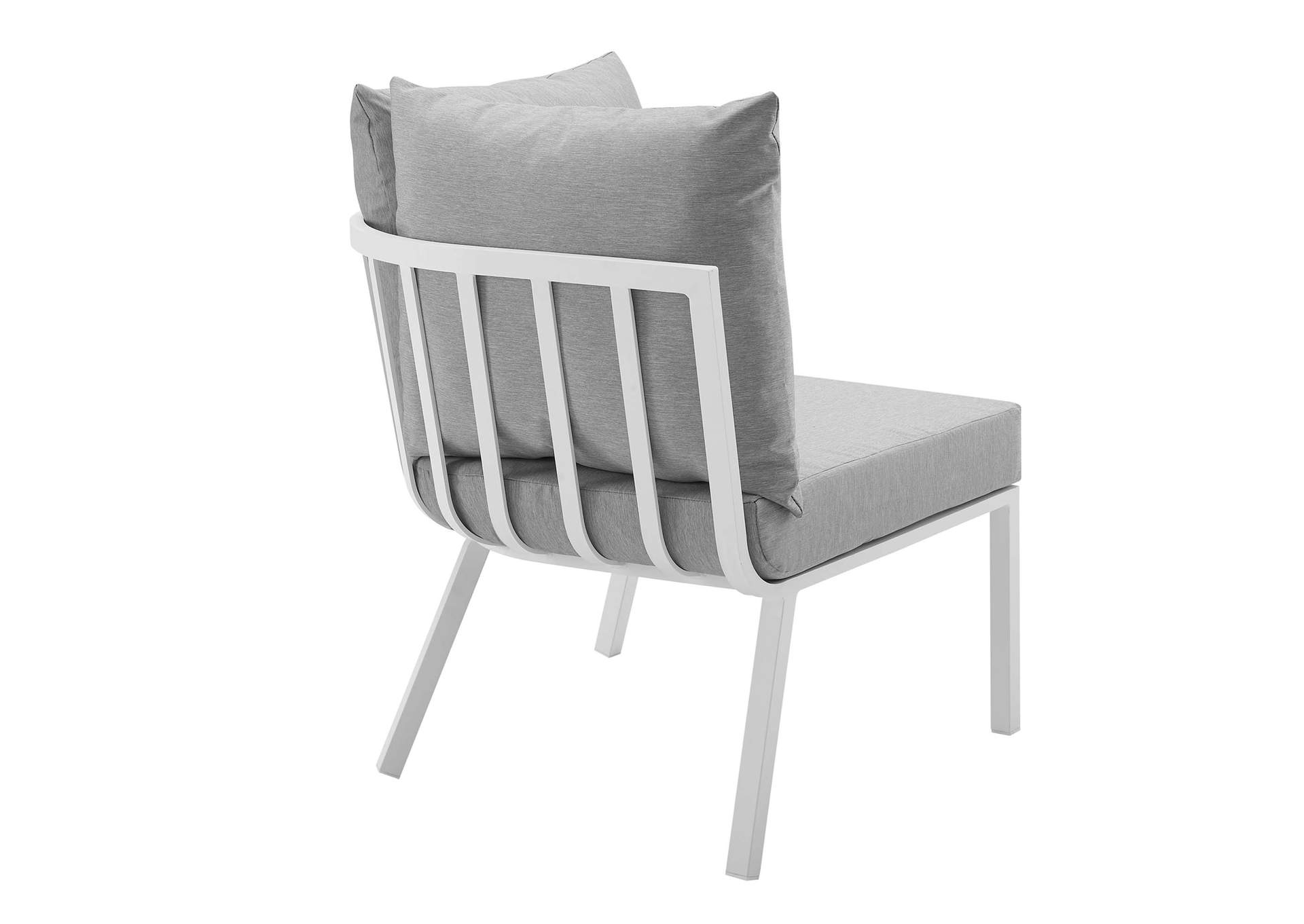 White Gray Riverside Outdoor Patio Aluminum Corner Chair,Modway