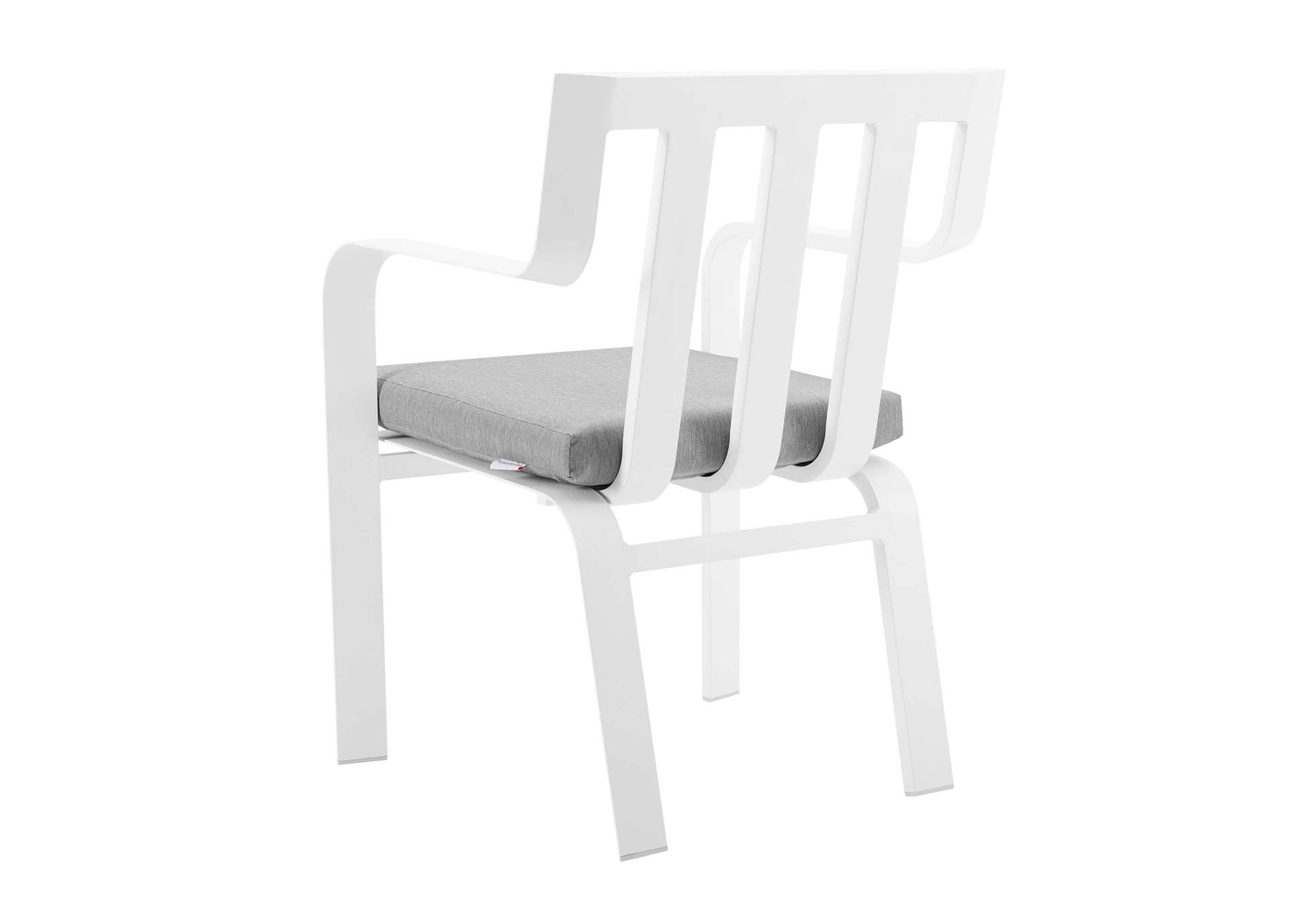White Gray Baxley Stackable Outdoor Patio Aluminum Arm Dining Chair,Modway