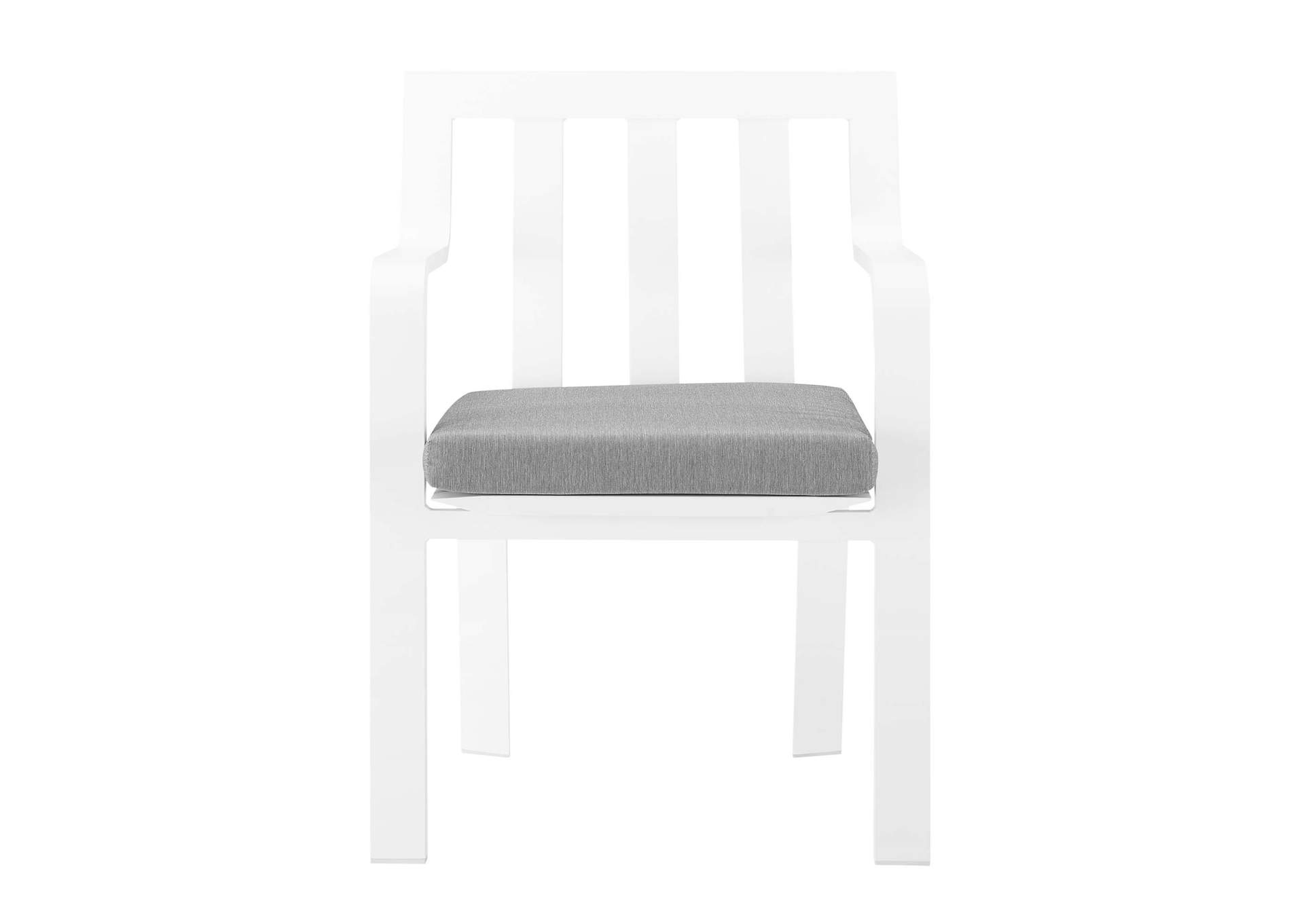 White Gray Baxley Stackable Outdoor Patio Aluminum Arm Dining Chair,Modway