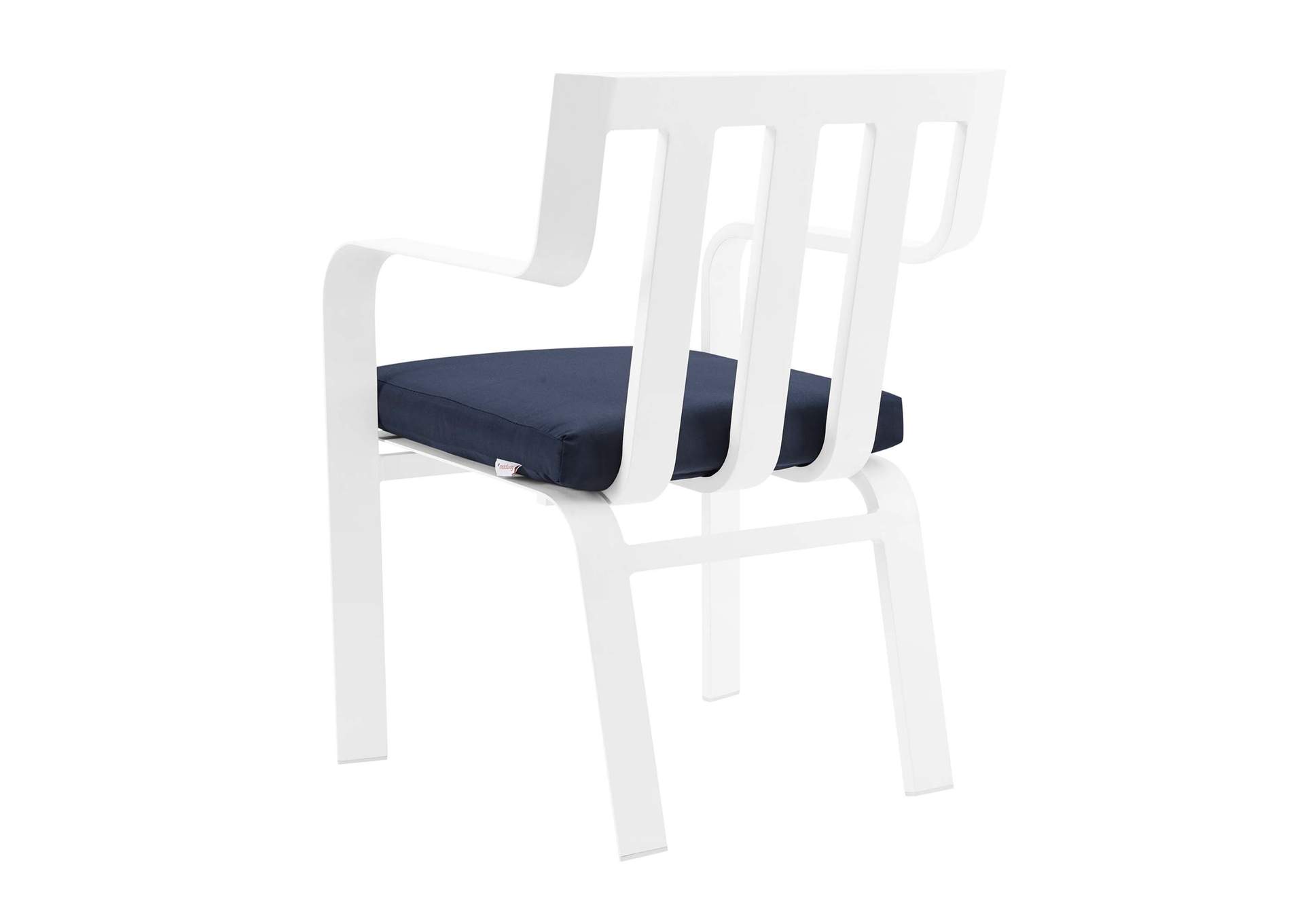 White Navy Baxley Stackable Outdoor Patio Aluminum Arm Dining Chair,Modway