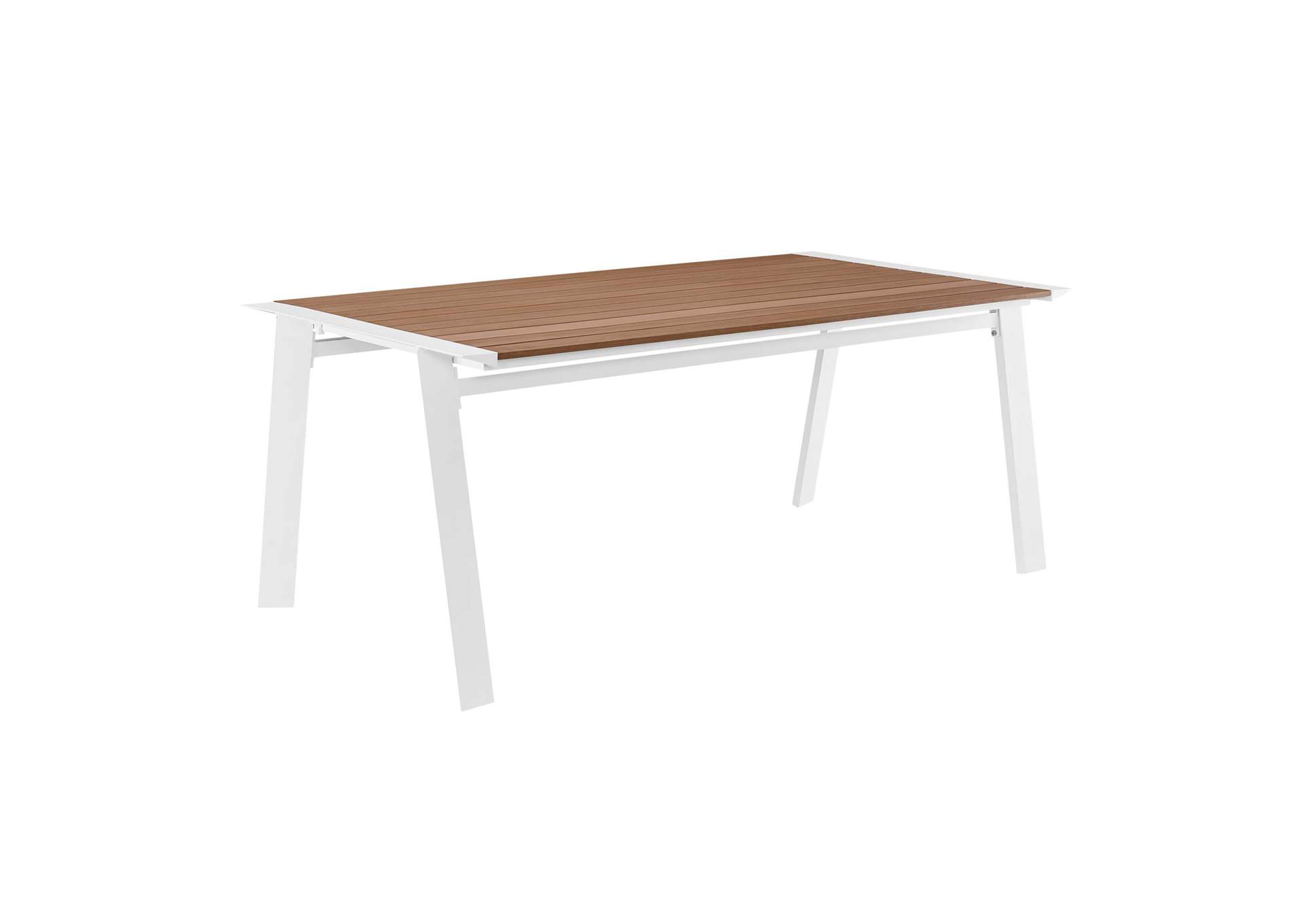 White Natural Roanoke 73" Outdoor Patio Aluminum Dining Table,Modway