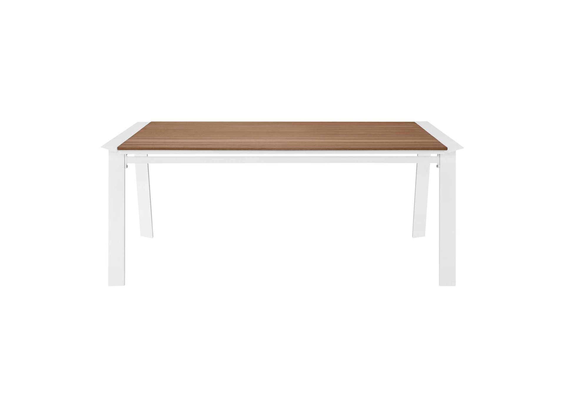 White Natural Roanoke 73" Outdoor Patio Aluminum Dining Table,Modway