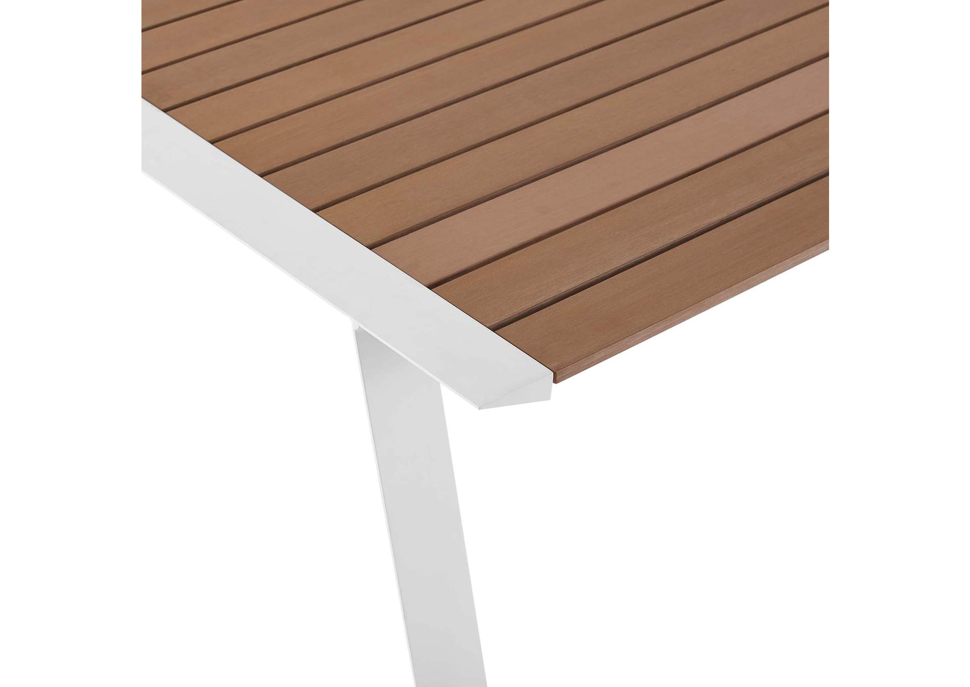 White Natural Roanoke 73" Outdoor Patio Aluminum Dining Table,Modway