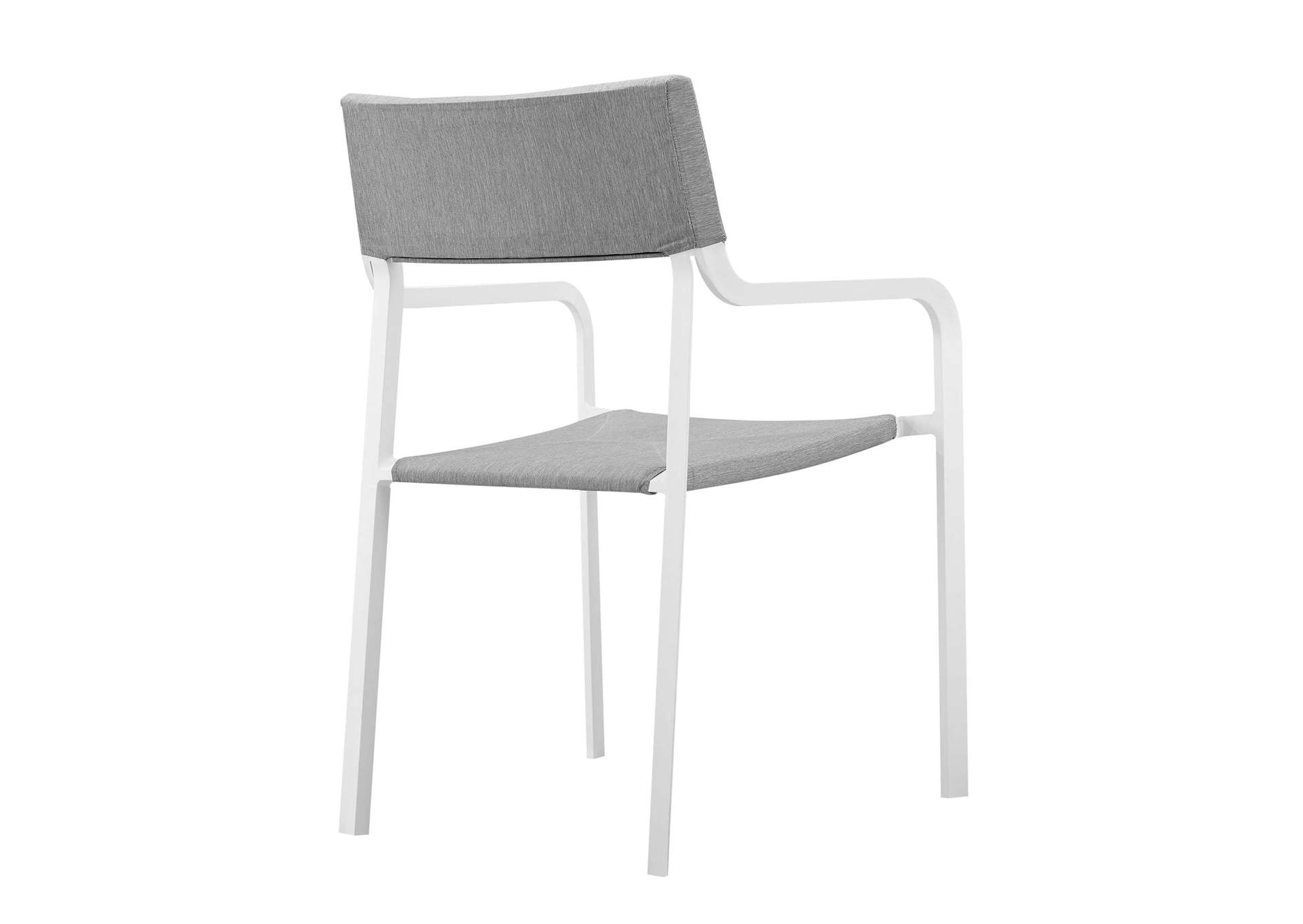White Gray Raleigh Stackable Outdoor Patio Aluminum Arm Dining Chair,Modway