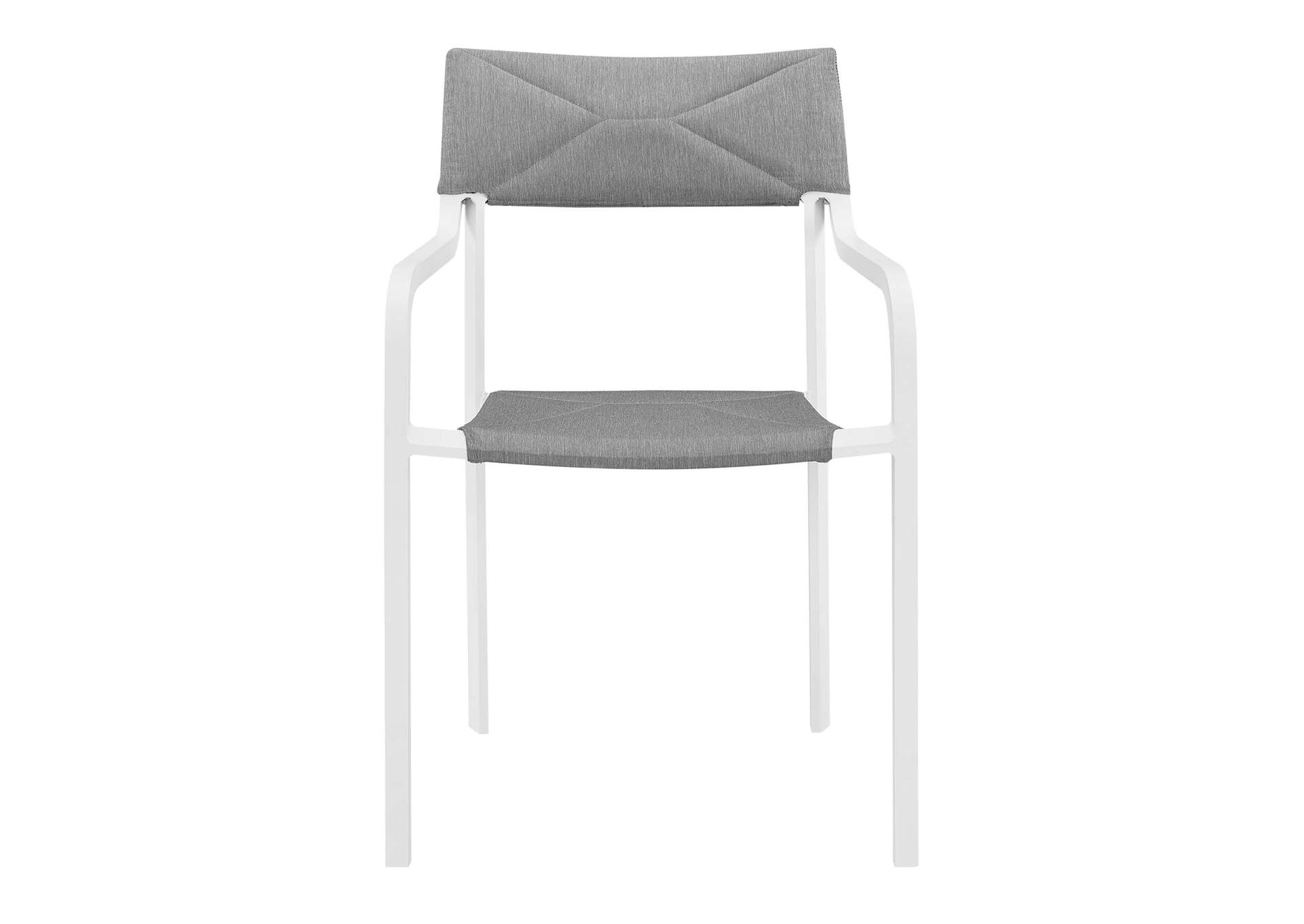 White Gray Raleigh Stackable Outdoor Patio Aluminum Arm Dining Chair,Modway
