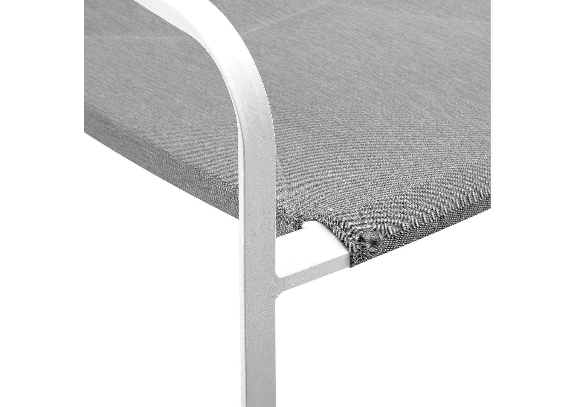 White Gray Raleigh Stackable Outdoor Patio Aluminum Arm Dining Chair,Modway