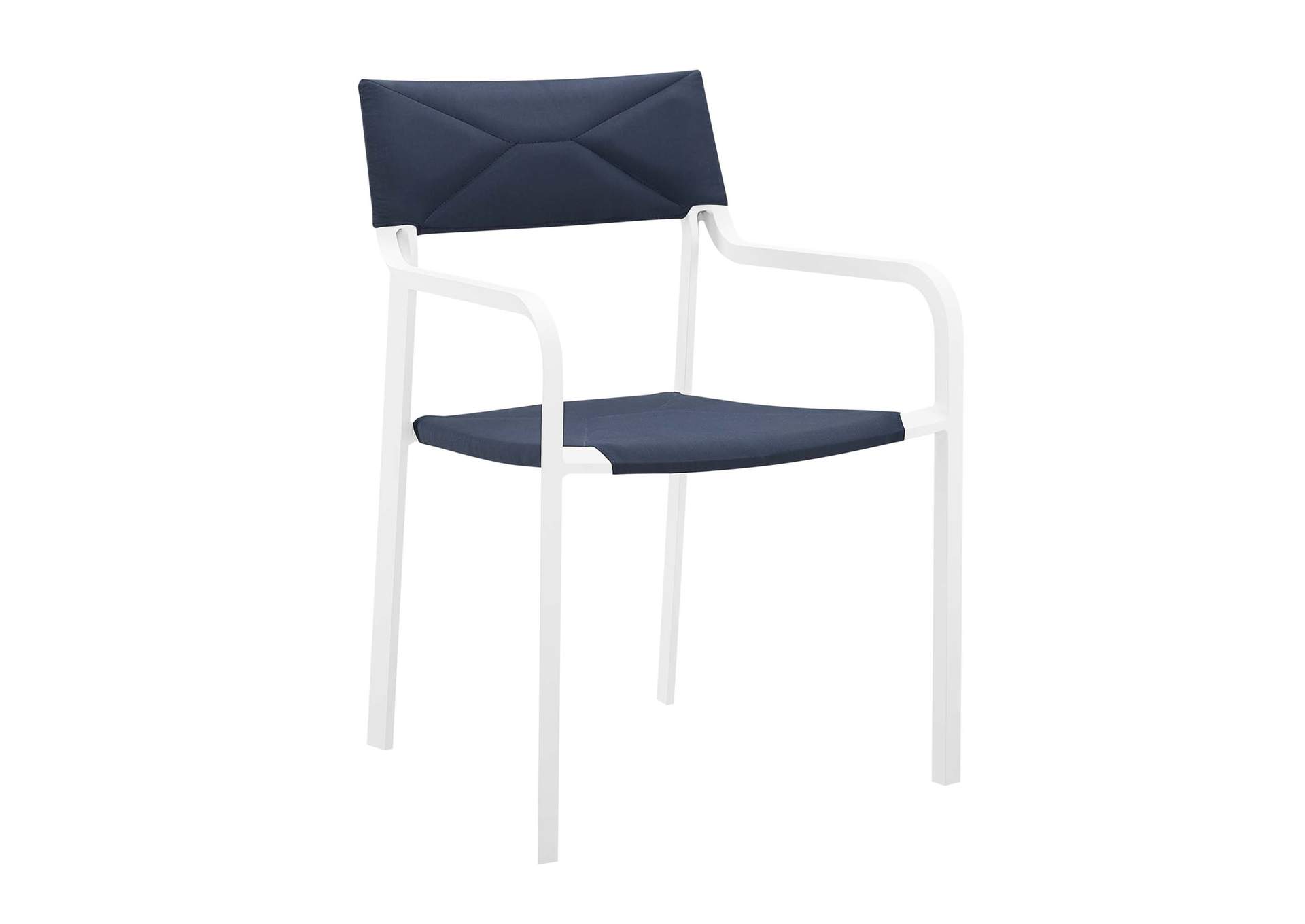 White Navy Raleigh Stackable Outdoor Patio Aluminum Arm Dining Chair,Modway