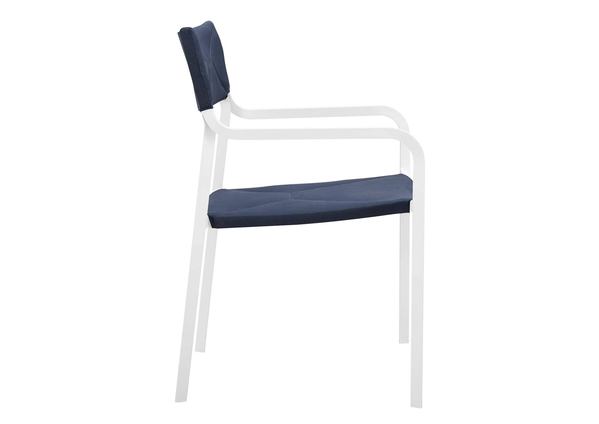 White Navy Raleigh Stackable Outdoor Patio Aluminum Arm Dining Chair,Modway