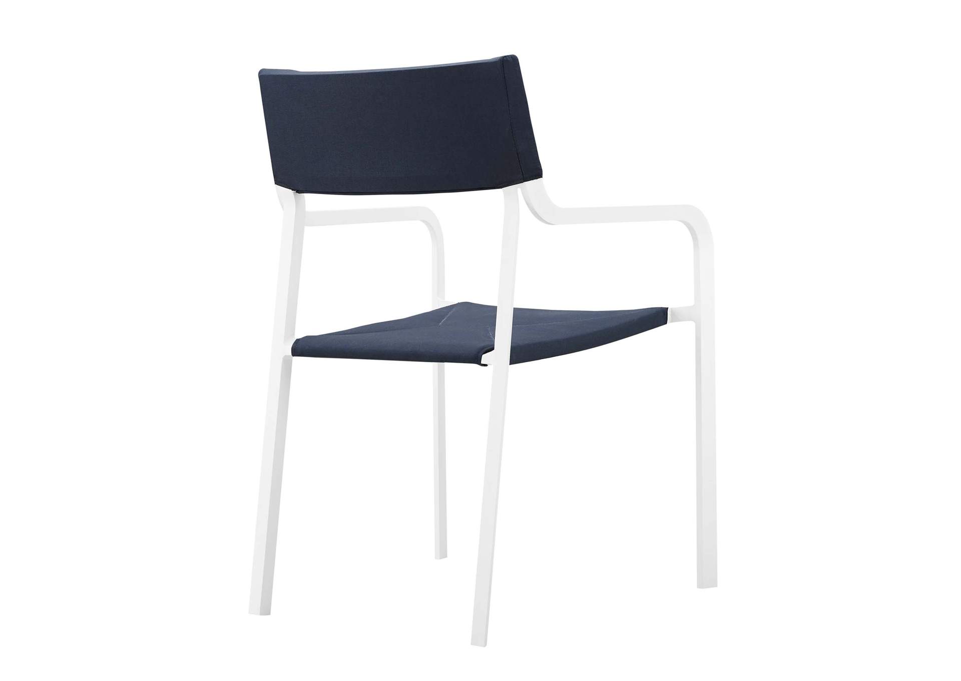 White Navy Raleigh Stackable Outdoor Patio Aluminum Arm Dining Chair,Modway