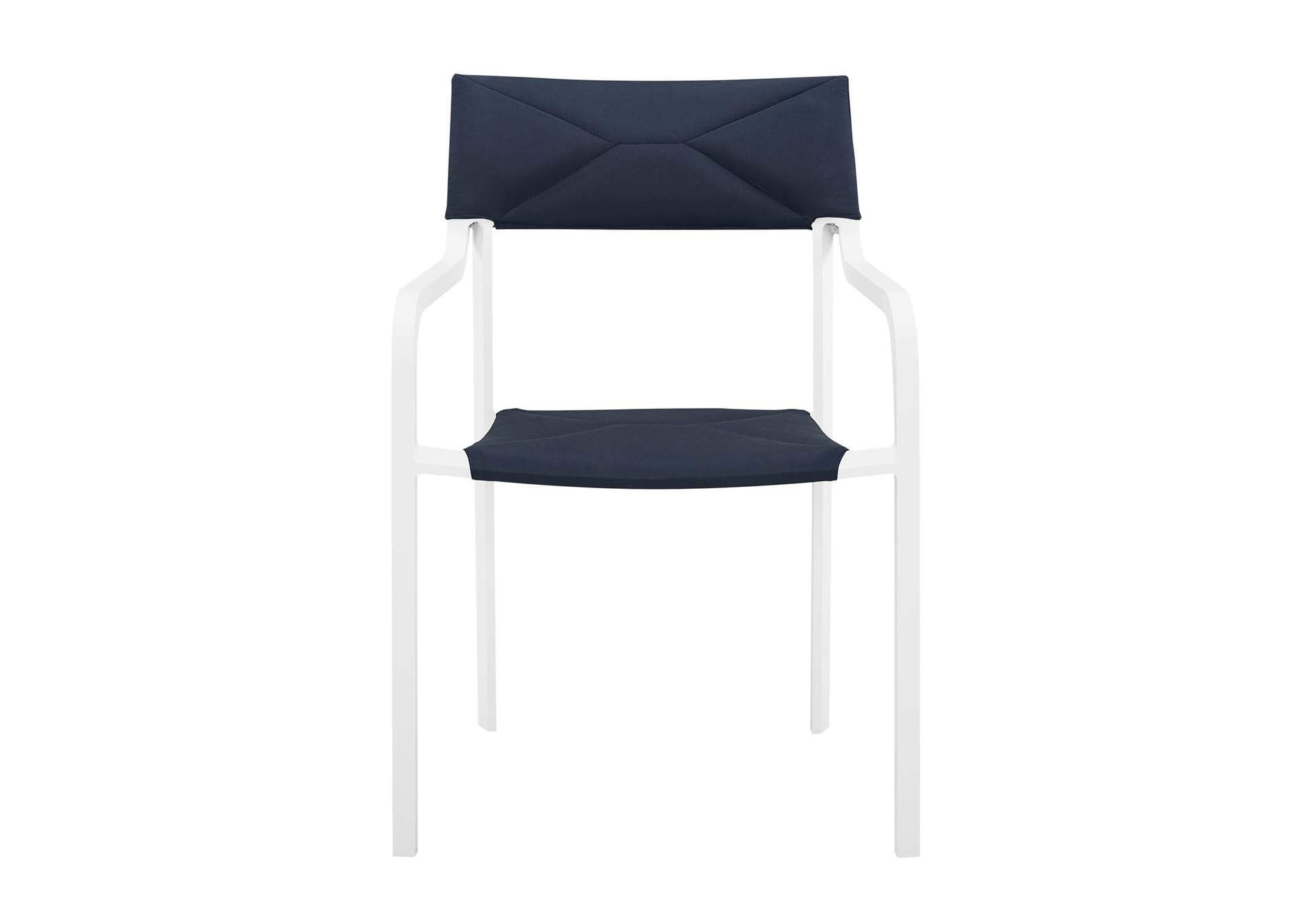 White Navy Raleigh Stackable Outdoor Patio Aluminum Arm Dining Chair,Modway