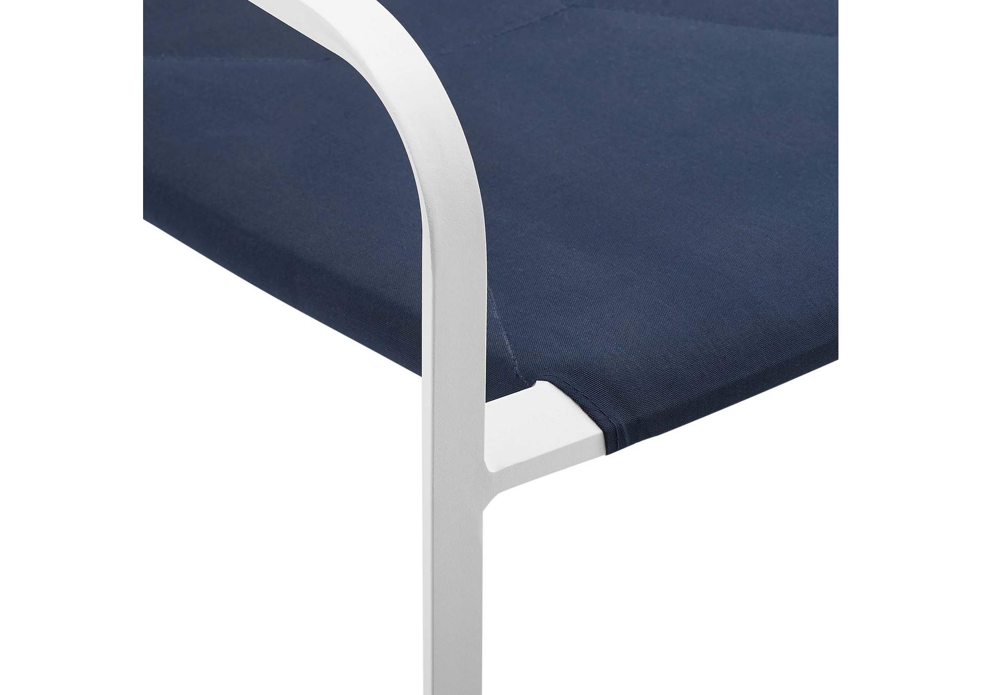 White Navy Raleigh Stackable Outdoor Patio Aluminum Arm Dining Chair,Modway