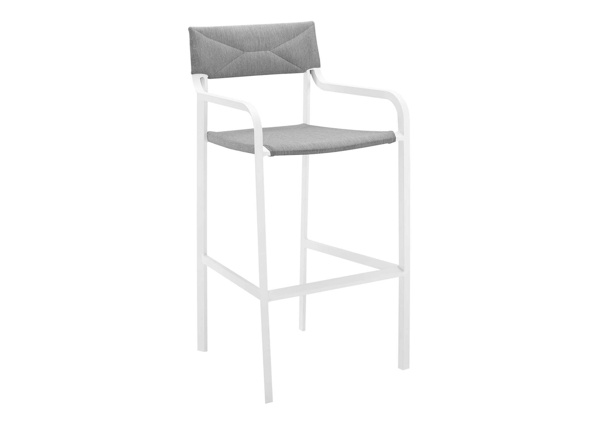 White Gray Raleigh Stackable Outdoor Patio Aluminum Bar Stool,Modway