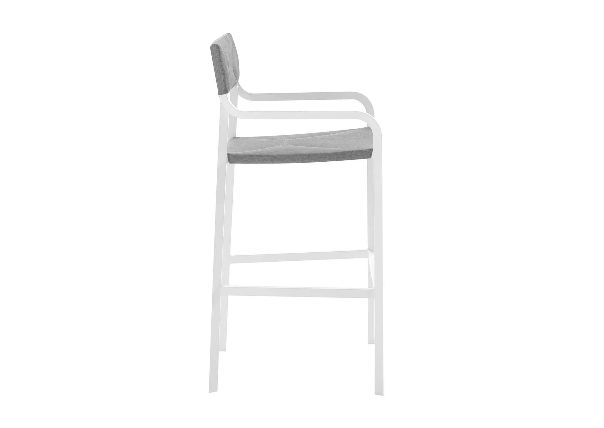 White Gray Raleigh Stackable Outdoor Patio Aluminum Bar Stool,Modway
