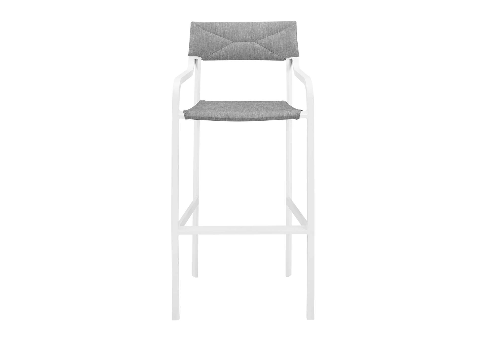 White Gray Raleigh Stackable Outdoor Patio Aluminum Bar Stool,Modway