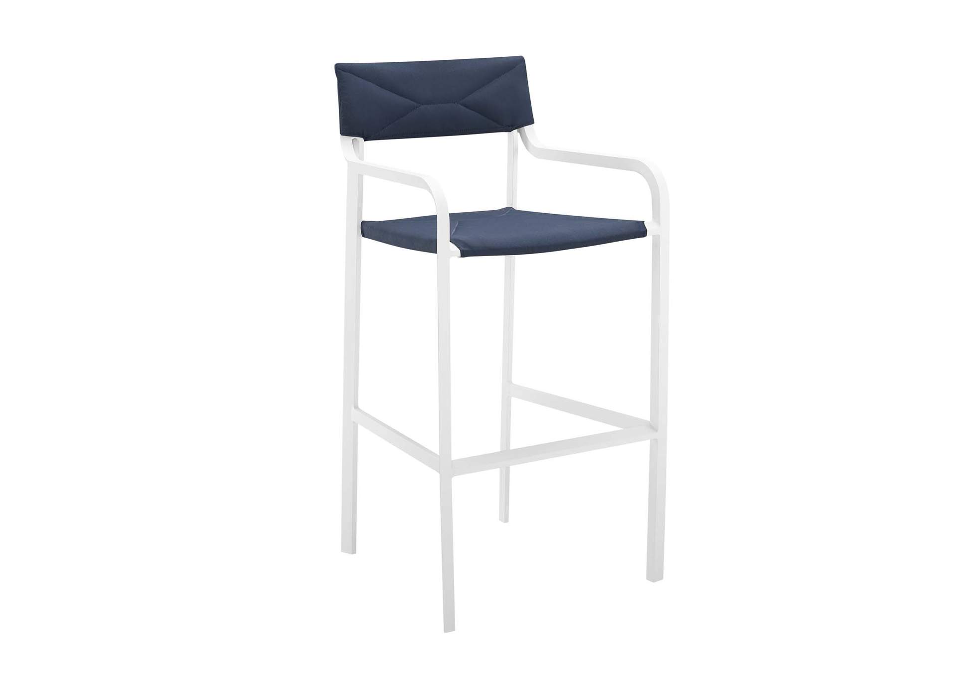 White Navy Raleigh Stackable Outdoor Patio Aluminum Bar Stool,Modway