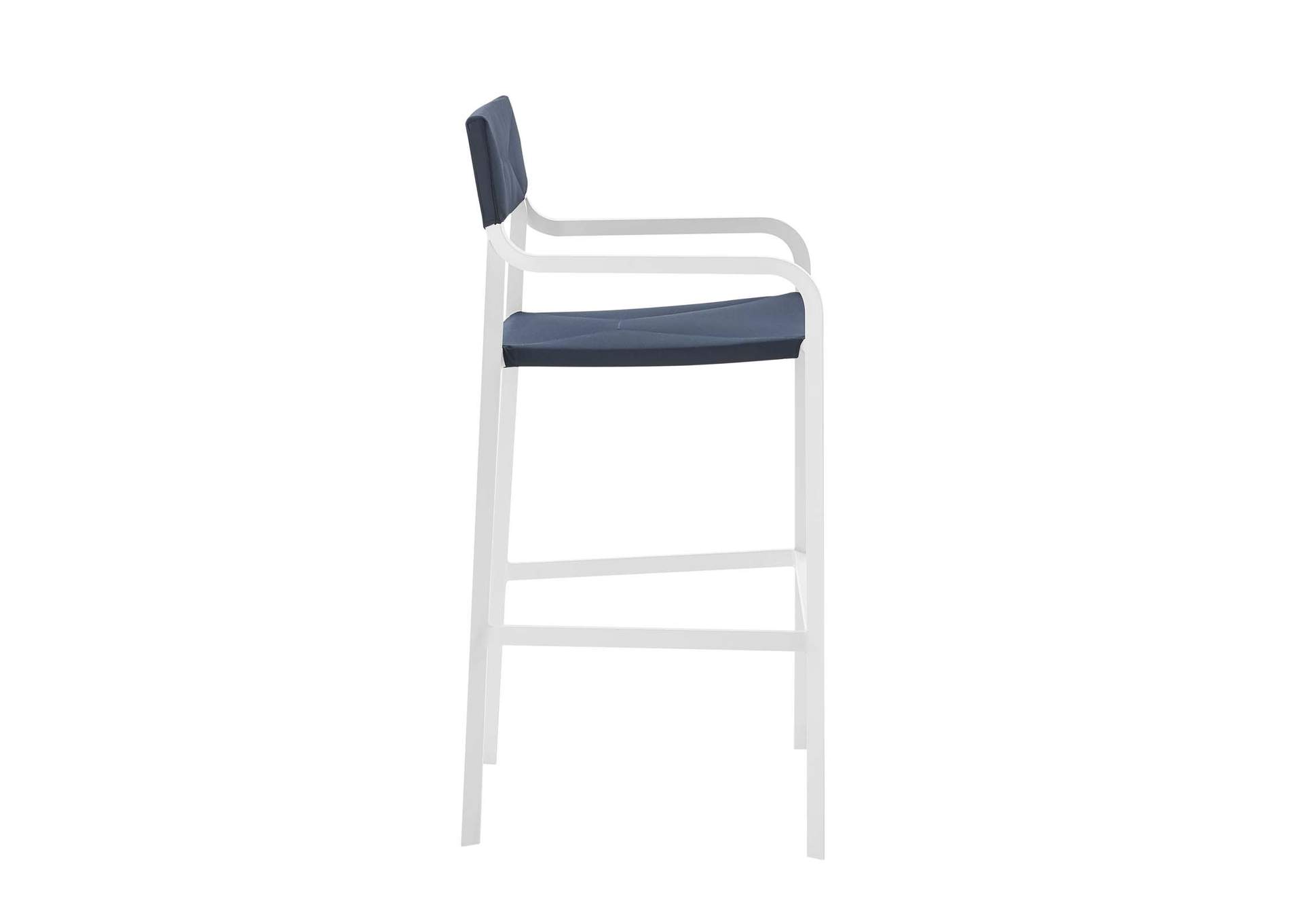 White Navy Raleigh Stackable Outdoor Patio Aluminum Bar Stool,Modway