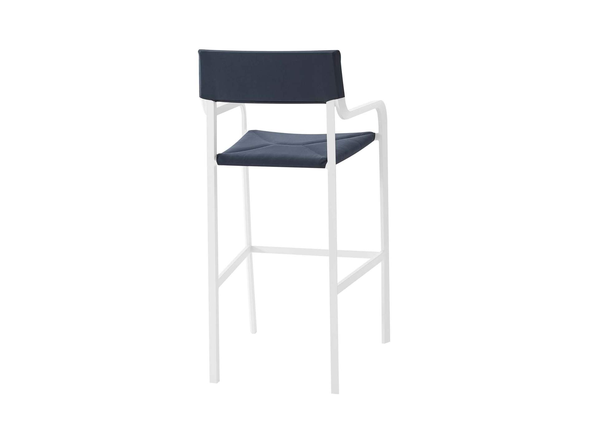 White Navy Raleigh Stackable Outdoor Patio Aluminum Bar Stool,Modway