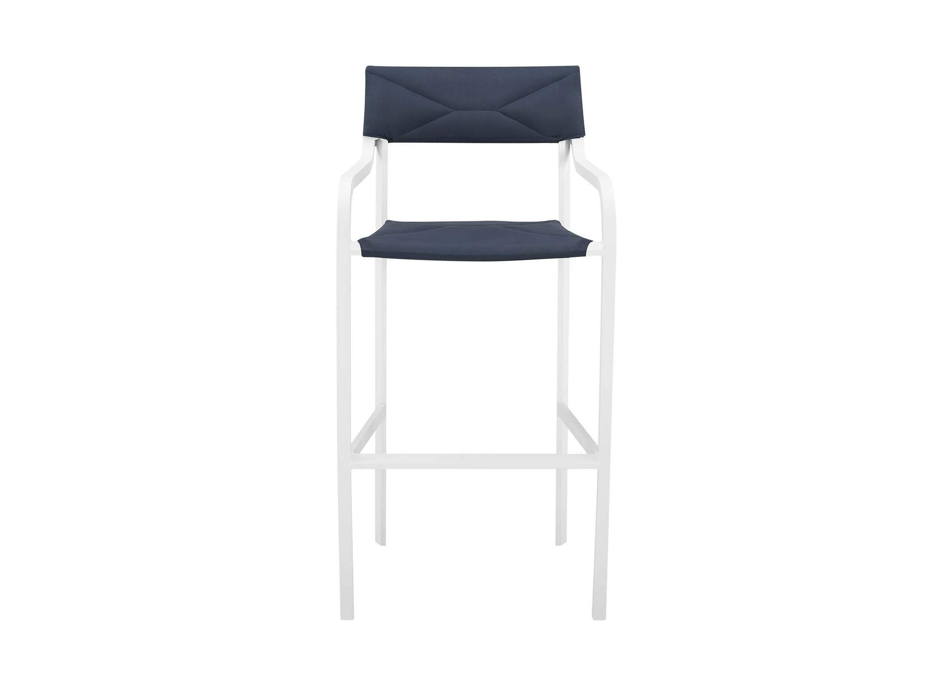 White Navy Raleigh Stackable Outdoor Patio Aluminum Bar Stool,Modway
