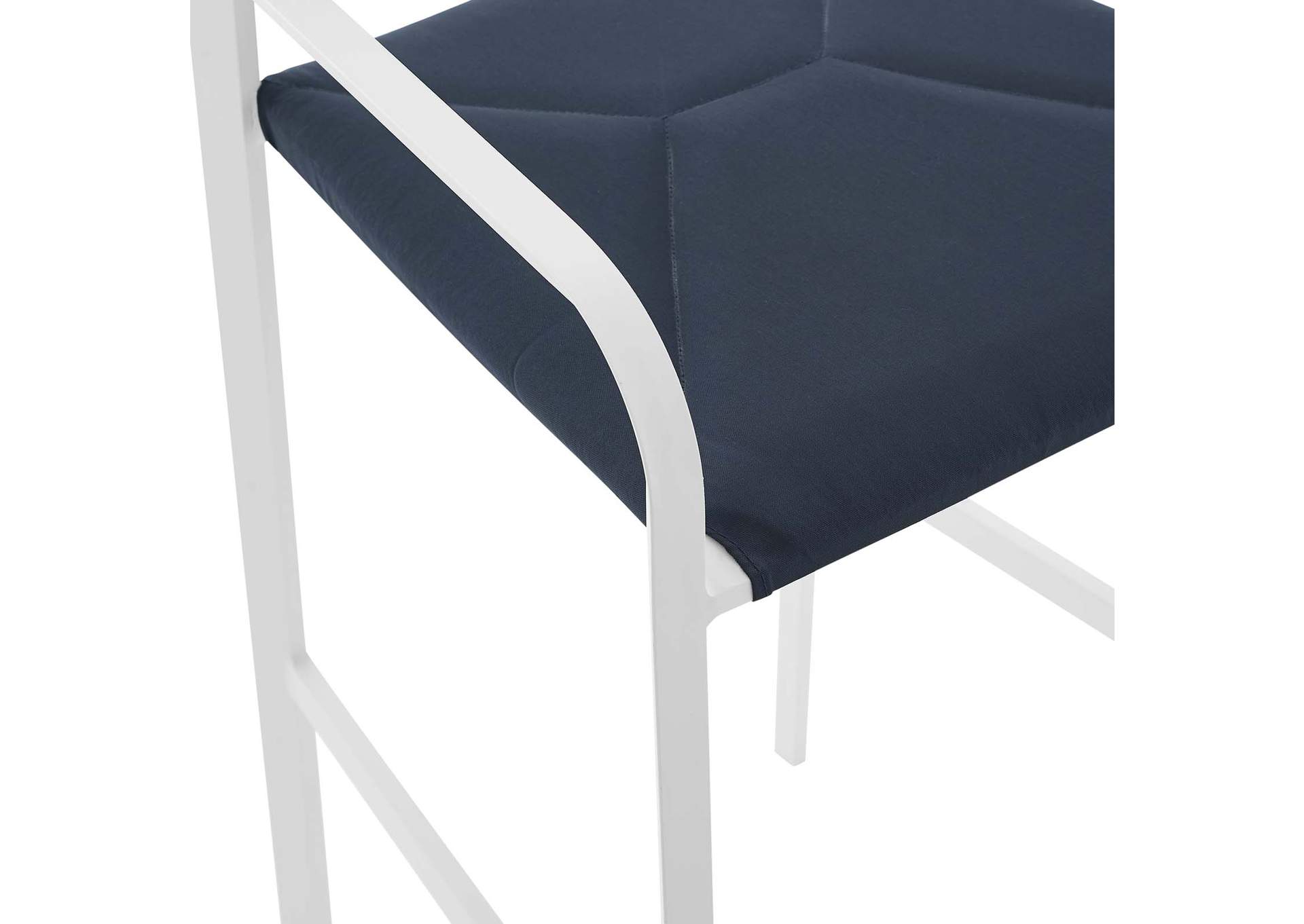 White Navy Raleigh Stackable Outdoor Patio Aluminum Bar Stool,Modway