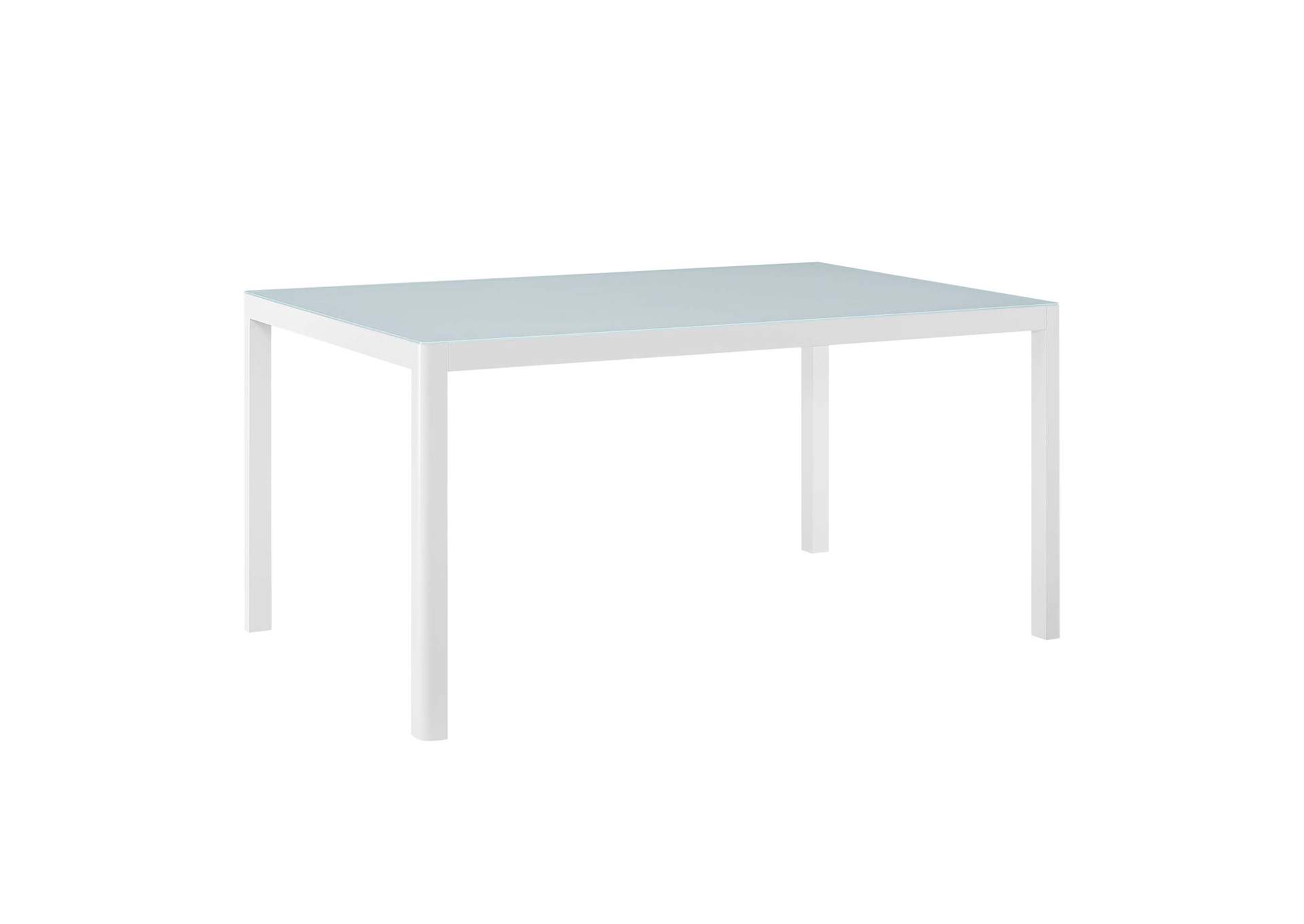 White Raleigh 59" Outdoor Patio Aluminum Dining Table,Modway