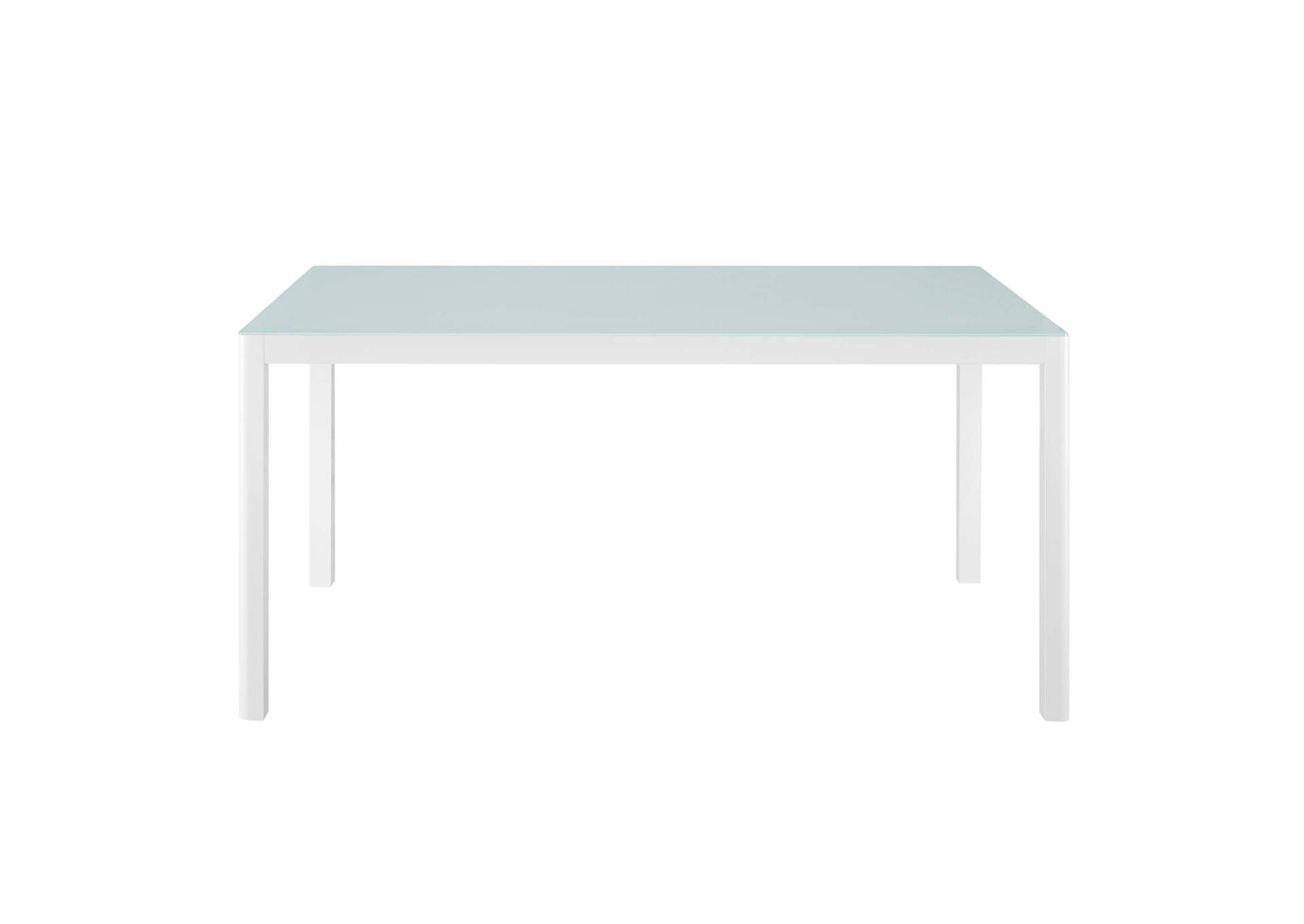 White Raleigh 59" Outdoor Patio Aluminum Dining Table,Modway